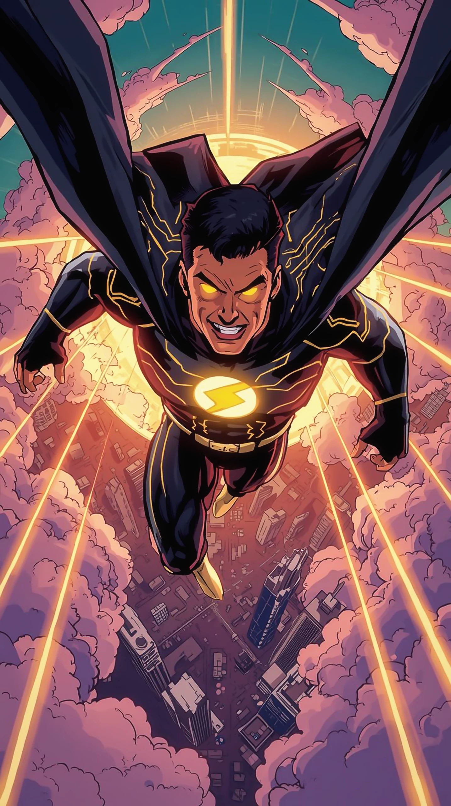 Superhero Wallpaper 4K — Dark Flyer Lightning Bolt