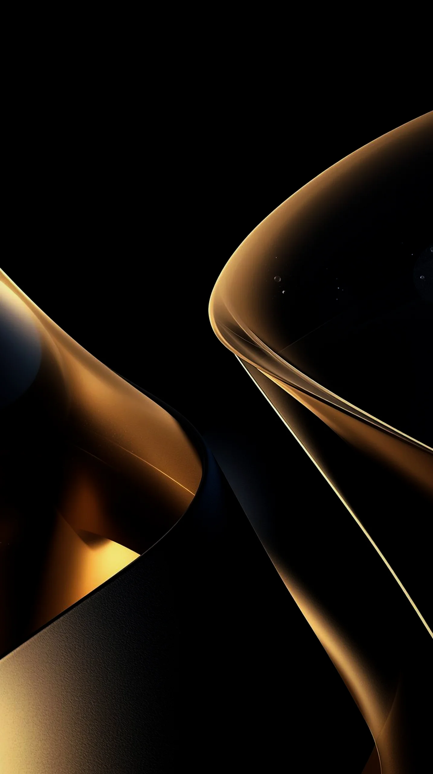 Dark AMOLED Mobile Wallpaper 4K: Elegant Golden Abstract Curves