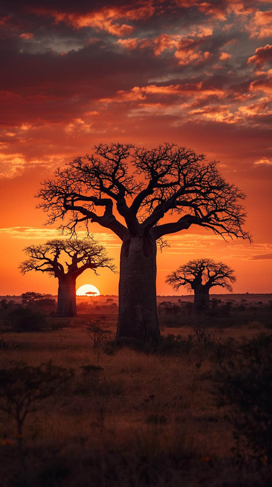 4k mobile wallpaper Dramatic sunset over Namib desert dunes