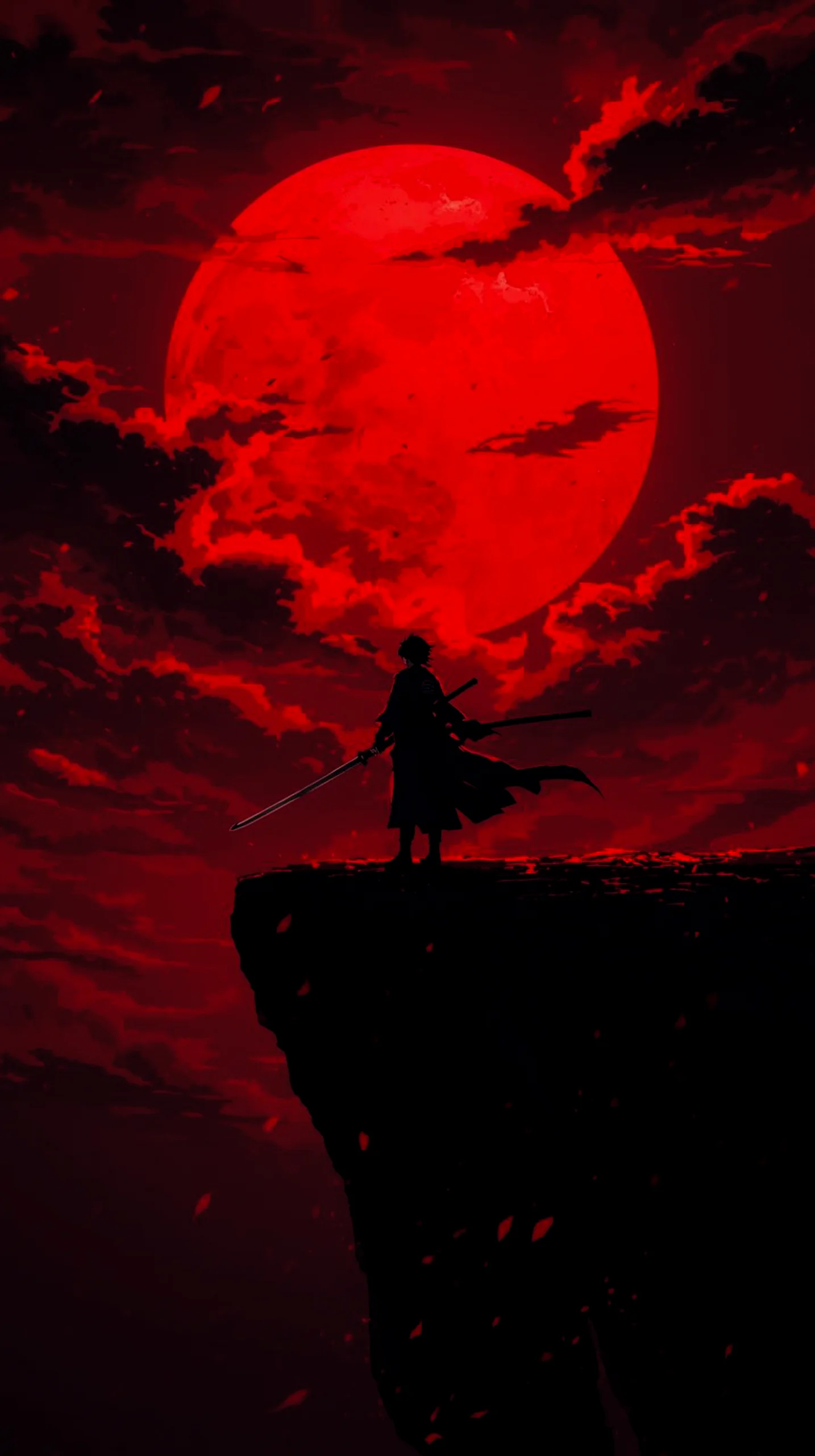 dark samurai silhouette wallpaper for iPhone in 4K resolution