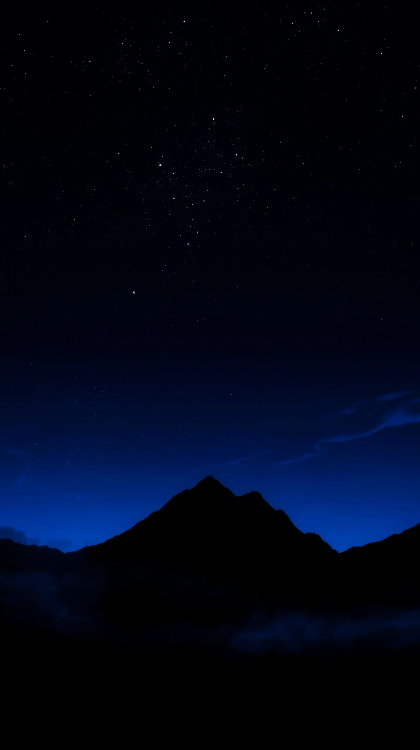 starry night sky over dark mountain peak wallpaper for iPhone 4K