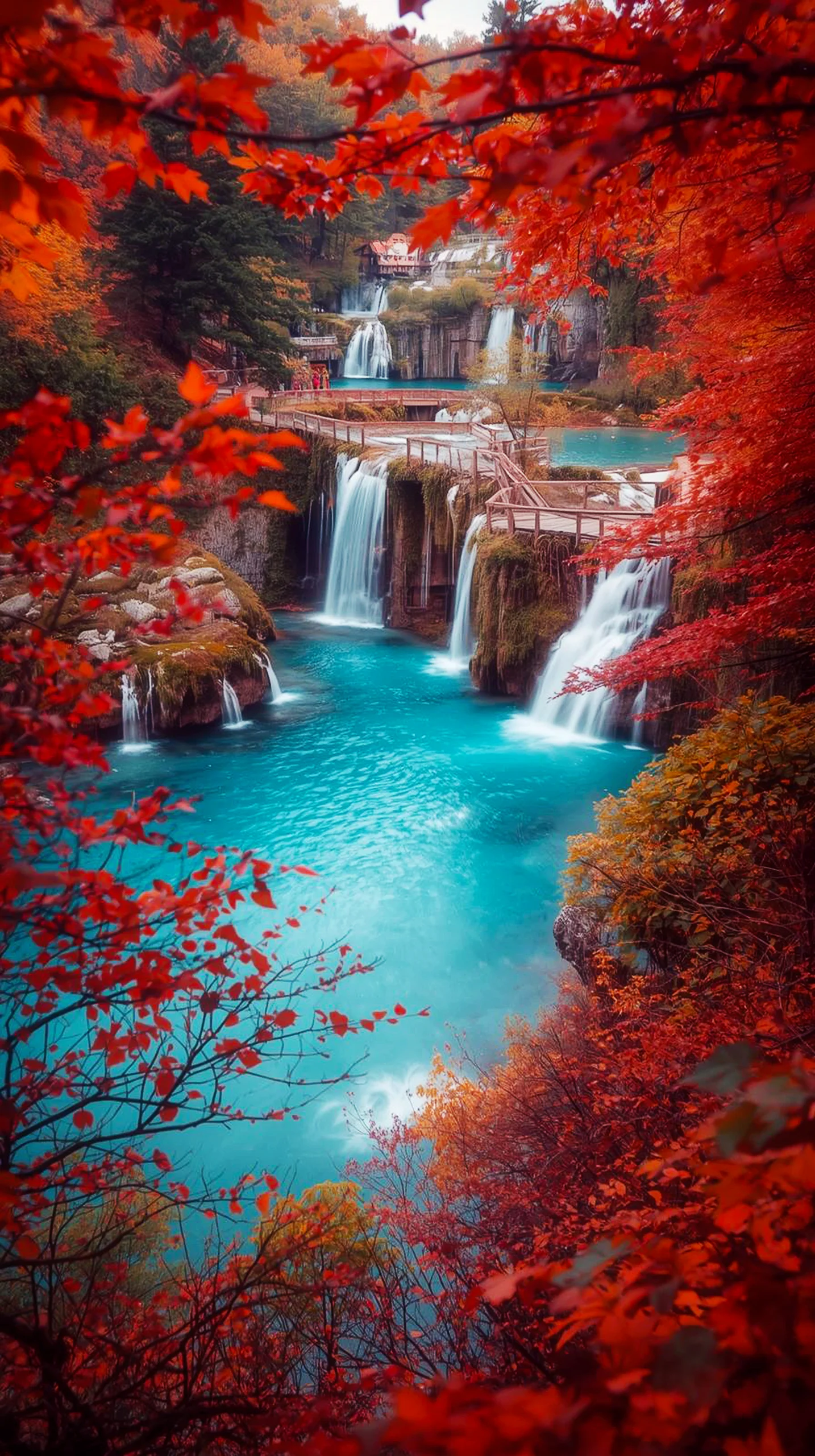 Autumn waterfall iphone wallpaper 4k, 4k wallpaper for mobile, wallpaper for phone, cute 4k wallpaper for iphone, 4k