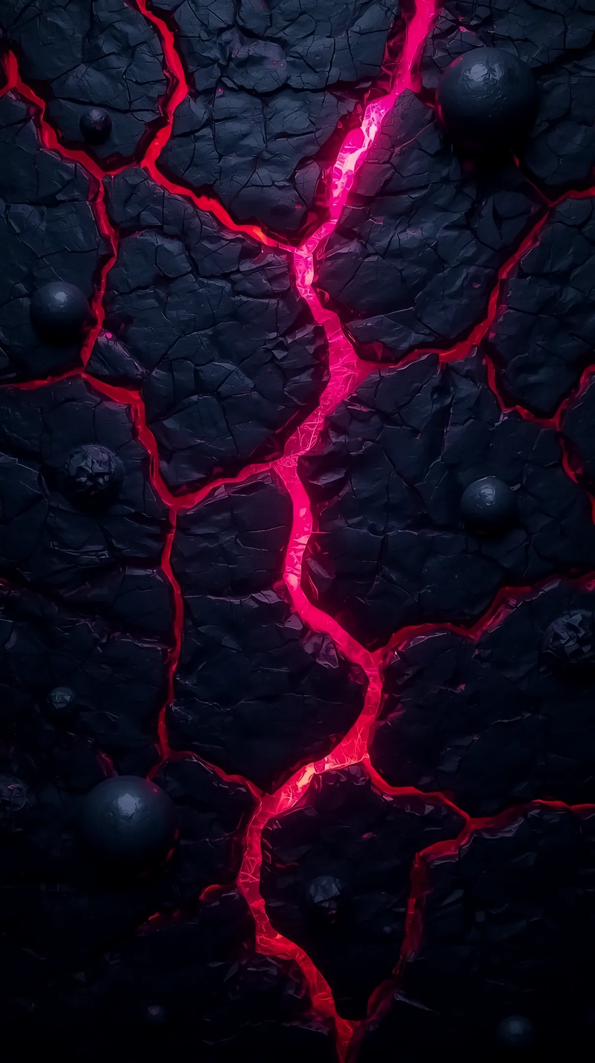 Vibrant Red Cracks Dark Stone AMOLED Wallpaper 4K for Mobile