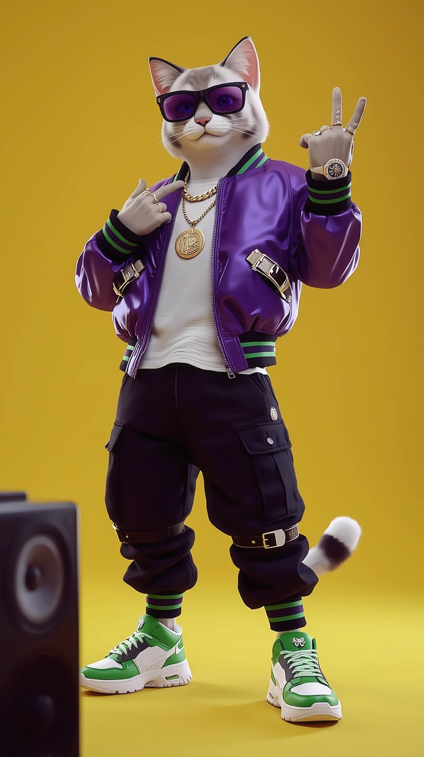Cute cat phone wallpaper — Stylish hip hop kitty