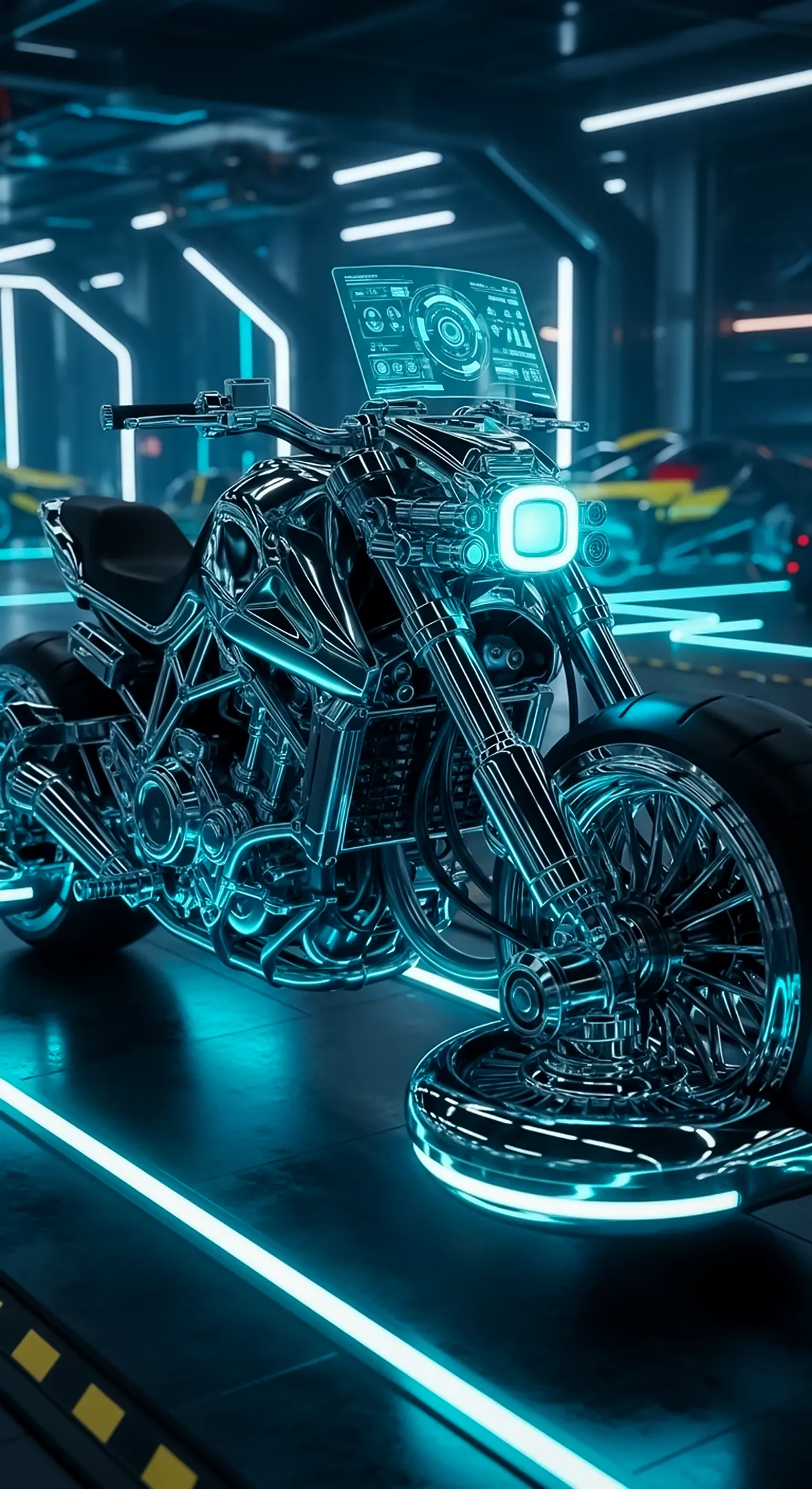 Futuristic neon motorcycle phone wallpaper, iPhone wallpaper 4K, 4K wallpaper for mobile, cute 4K backgrounds for
