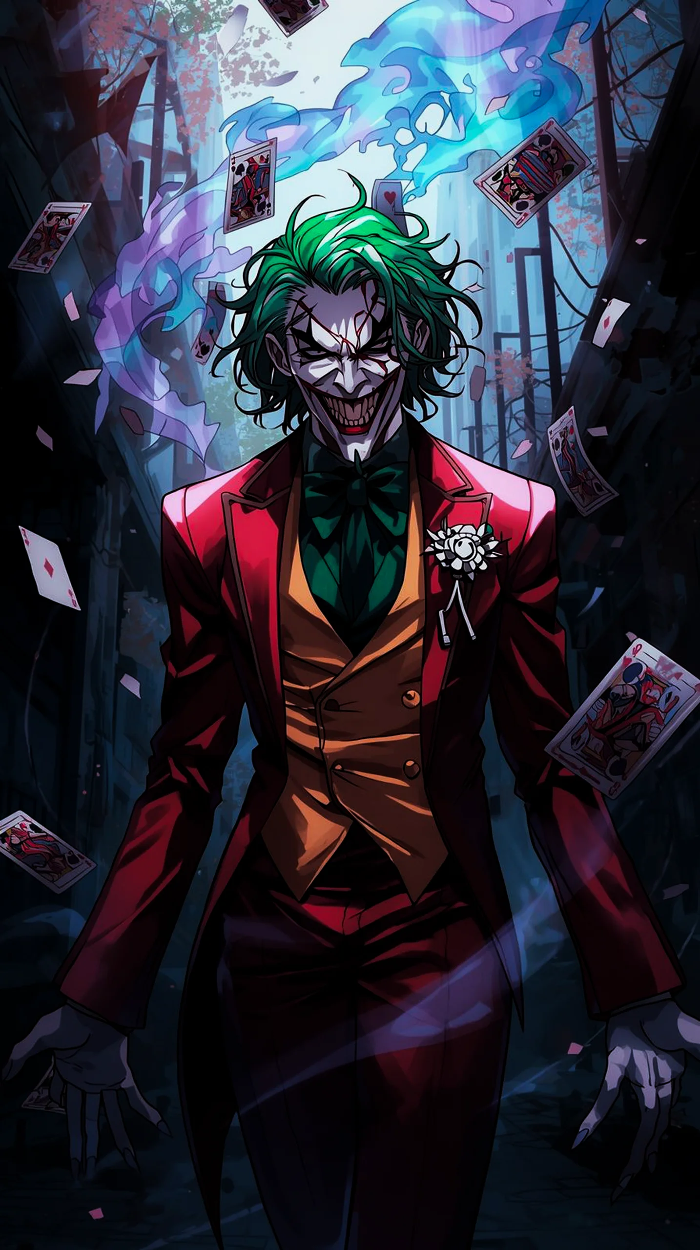 menacing joker character wallpaper for iPhone and Android 4K