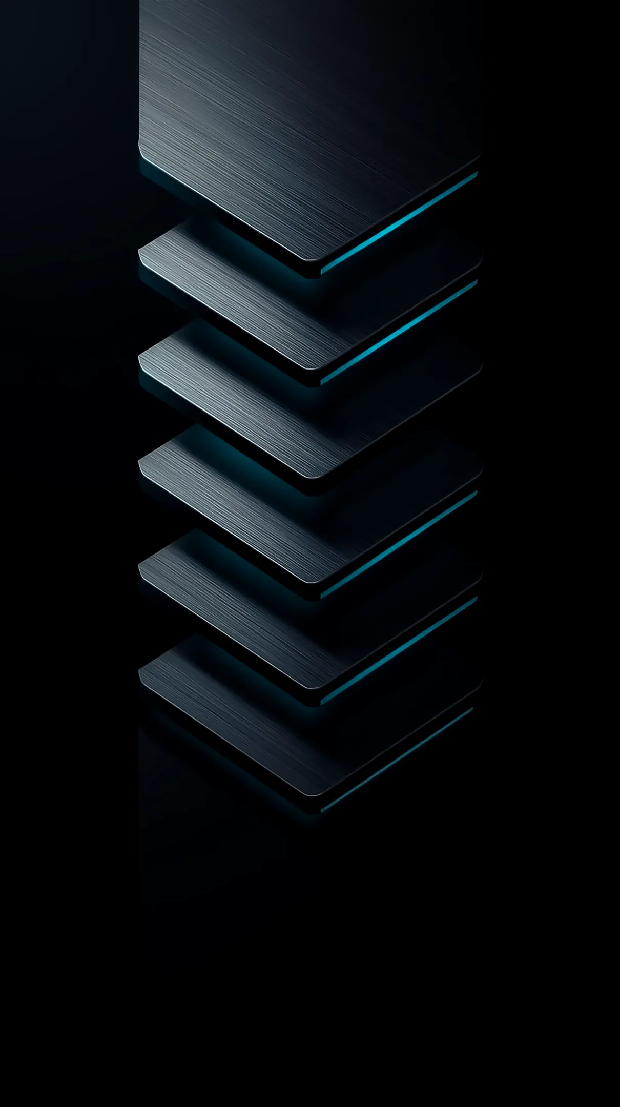 AMOLED wallpaper 4K for mobile: dark metallic layers with blue glow. Ideal iPhone wallpaper 4K, 4K wallpaper for