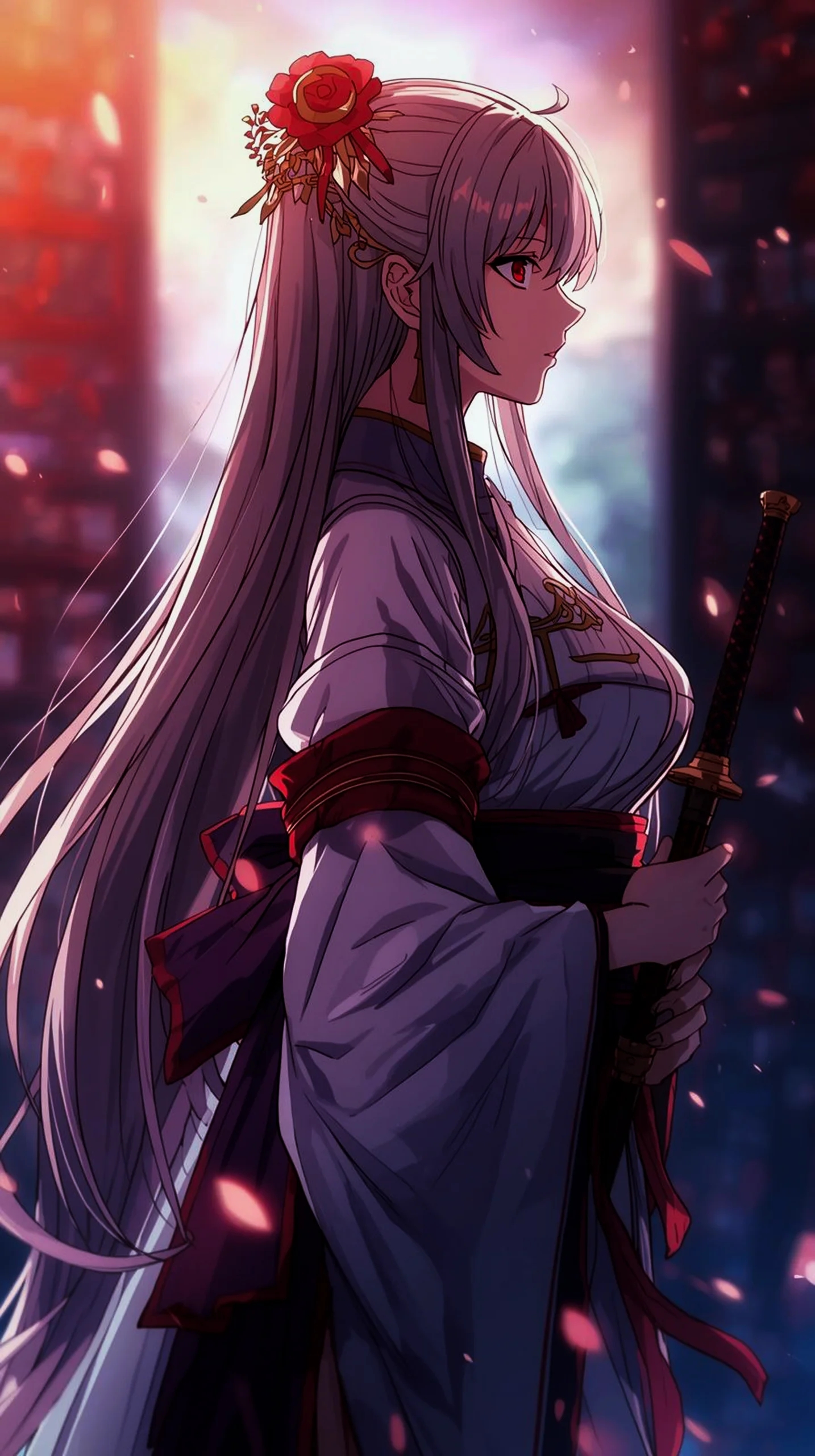 Anime girl with sword, iPhone wallpaper, android wallpaper, mobile wallpaper, phone background, 4k wallpaper iphone,