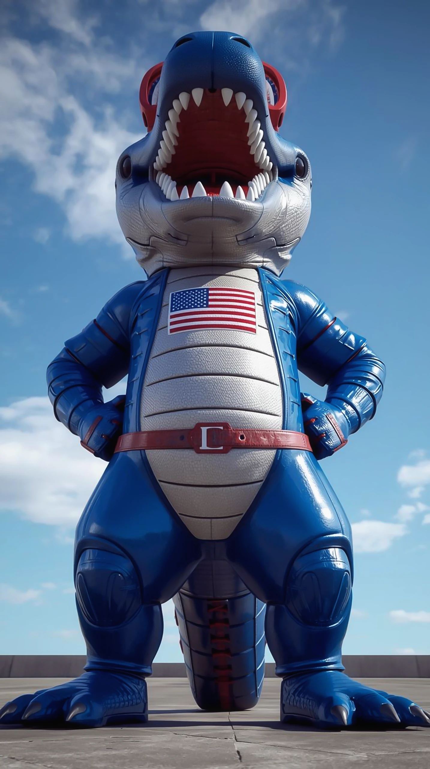 Dinosaur Wallpaper 4K — Blue Patriotic T-Rex