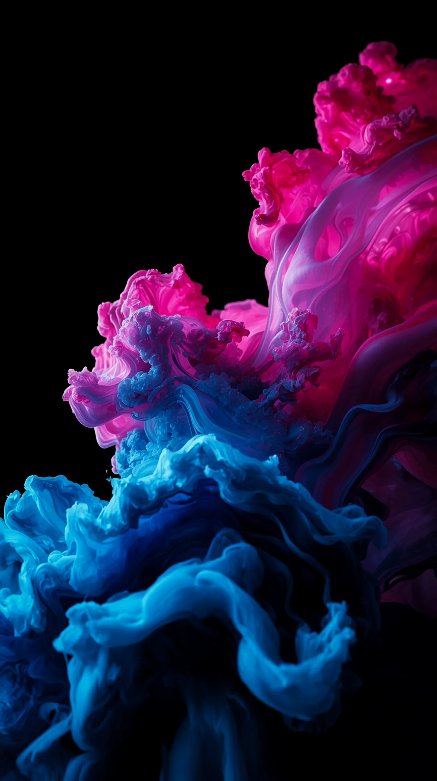 Pink and blue smoke amoled wallpaper 4k for mobile, iphone wallpaper 4k, 4k wallpaper for mobile, 4k backgrounds.