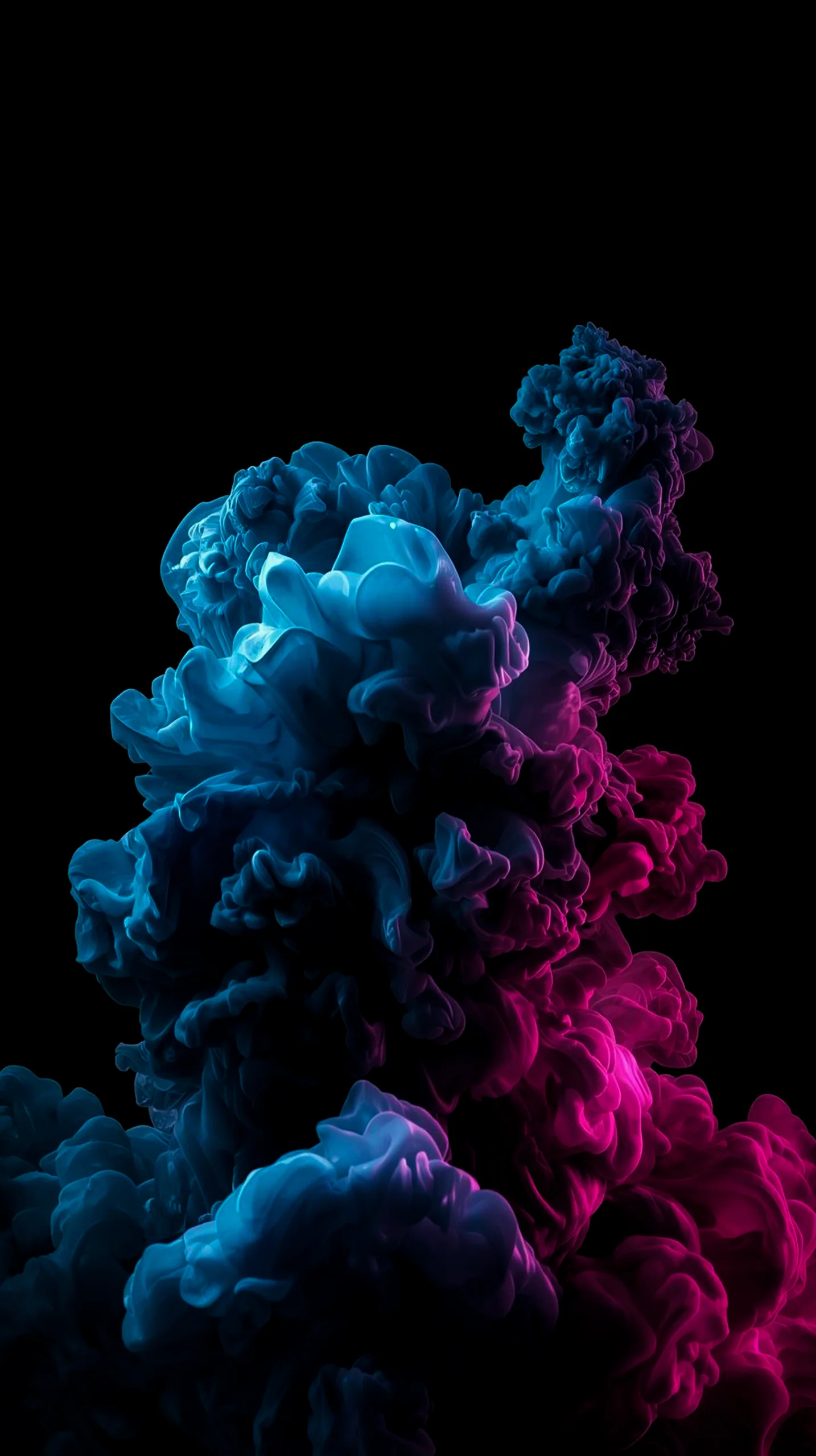 AMOLED wallpaper 4K for mobile with blue and pink smoke, suitable for iPhone wallpaper 4K, 4K wallpaper for mobile,