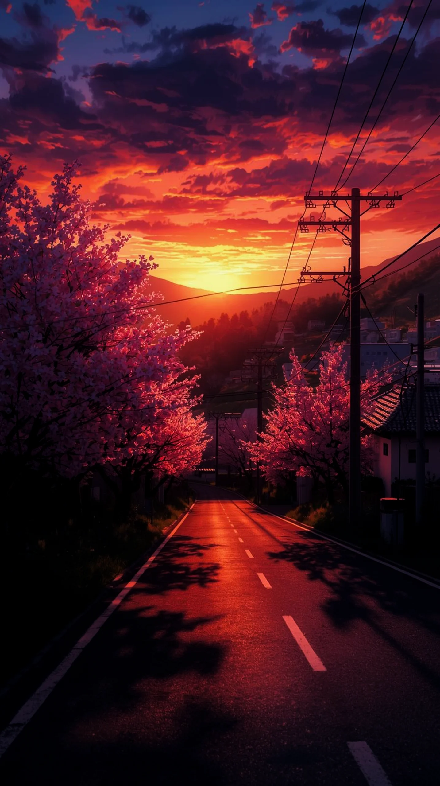 Aesthetic sunset anime phone wallpaper 4k for mobile background, high quality iphone wallpaper and android wallpaper.