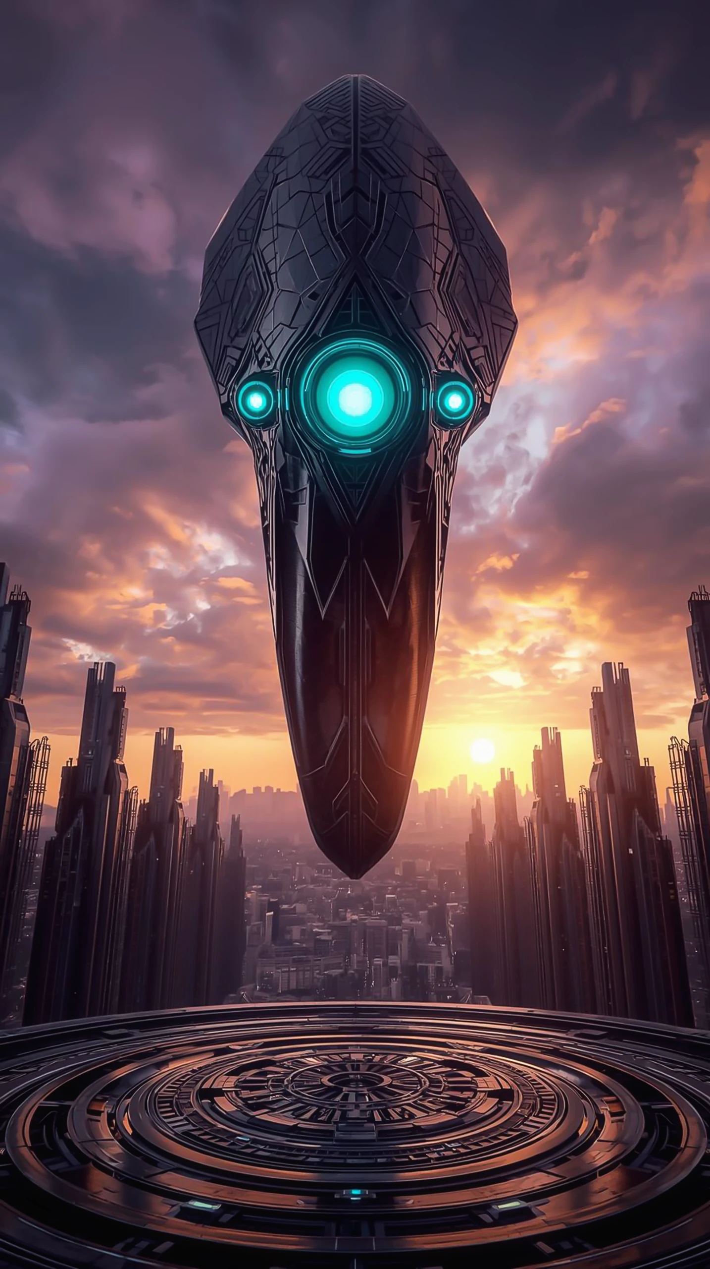 4K Phone Wallpaper — Sci-Fi Alien Spaceship City