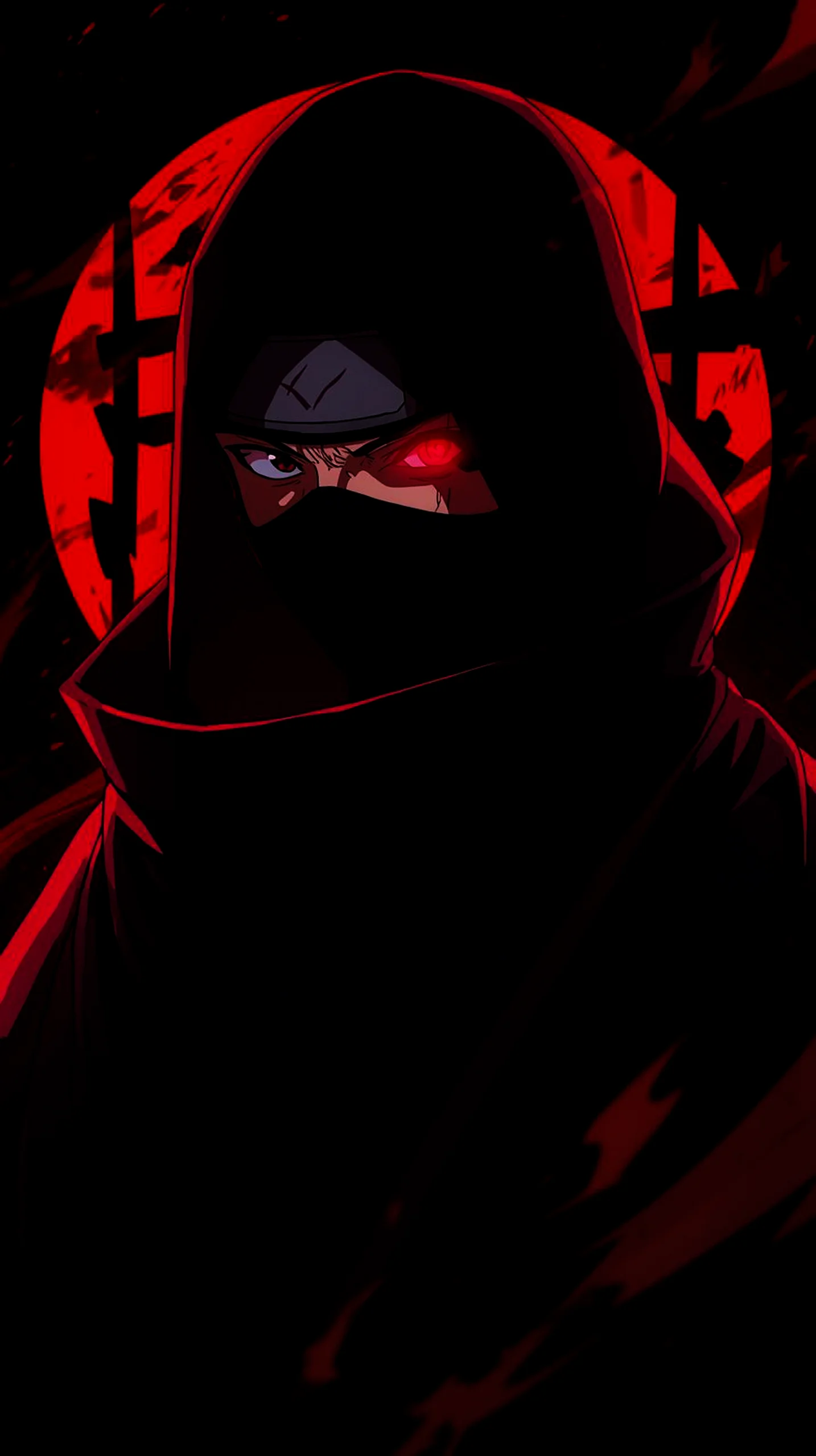 dark red ninja warrior wallpaper for iPhone 4K mobile background