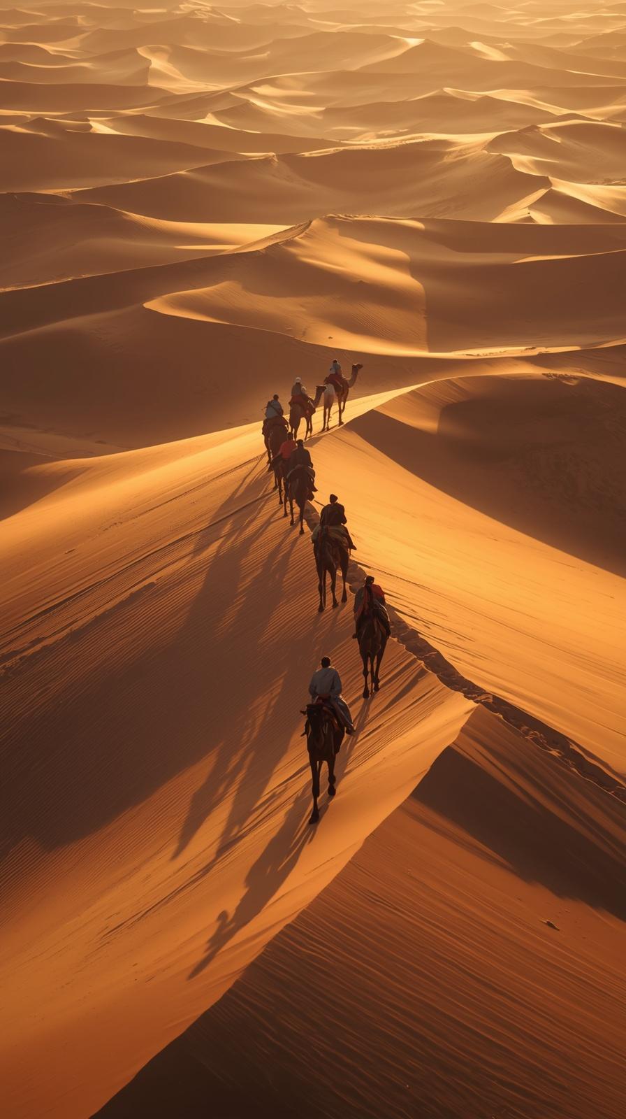 iPhone Wallpaper 4K: Majestic Desert Camel Caravan Journey