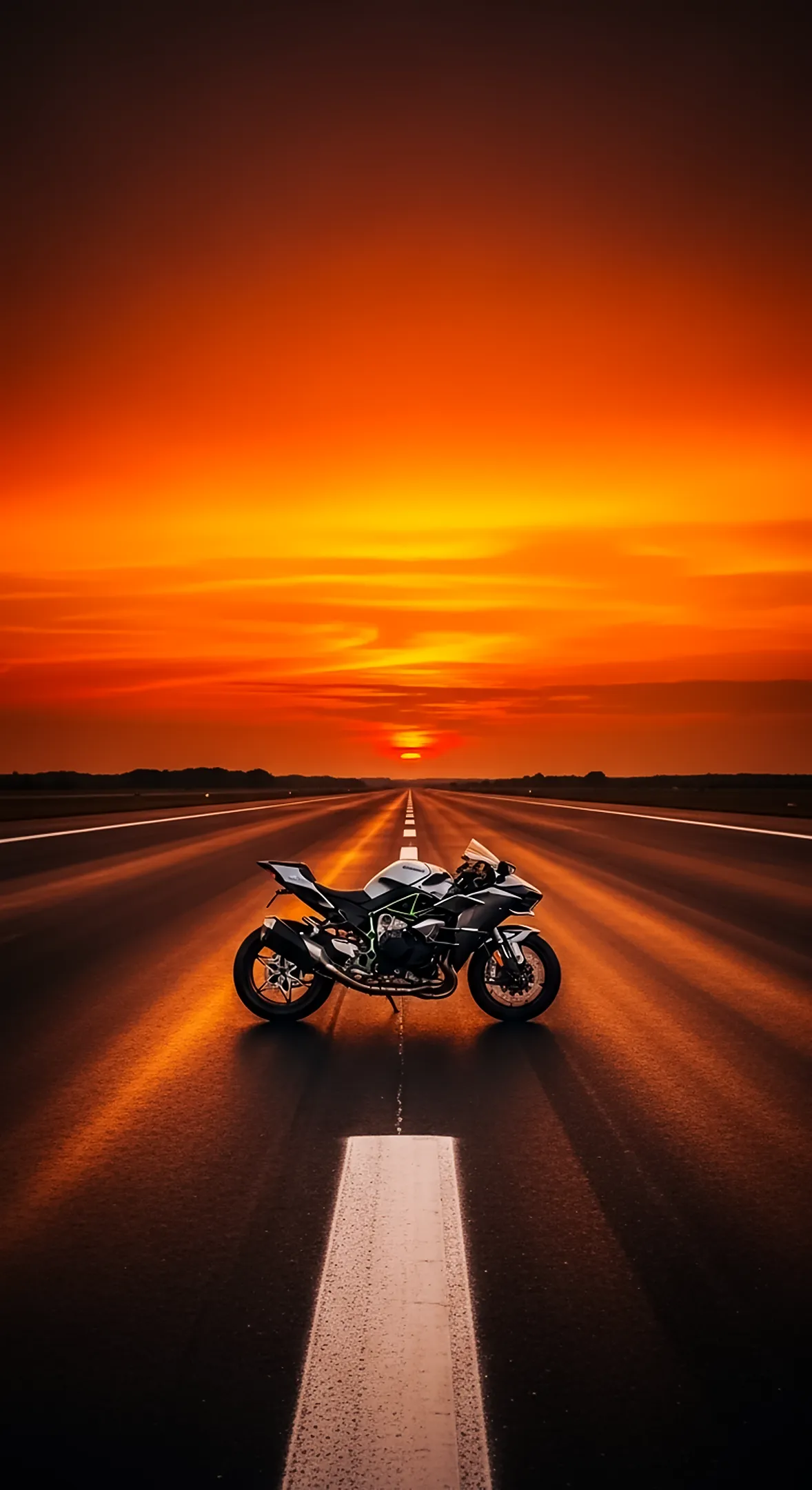 Sportbike on runway sunset phone wallpaper, iphone wallpaper 4k, 4k wallpaper for mobile, 4k backgrounds iphone.