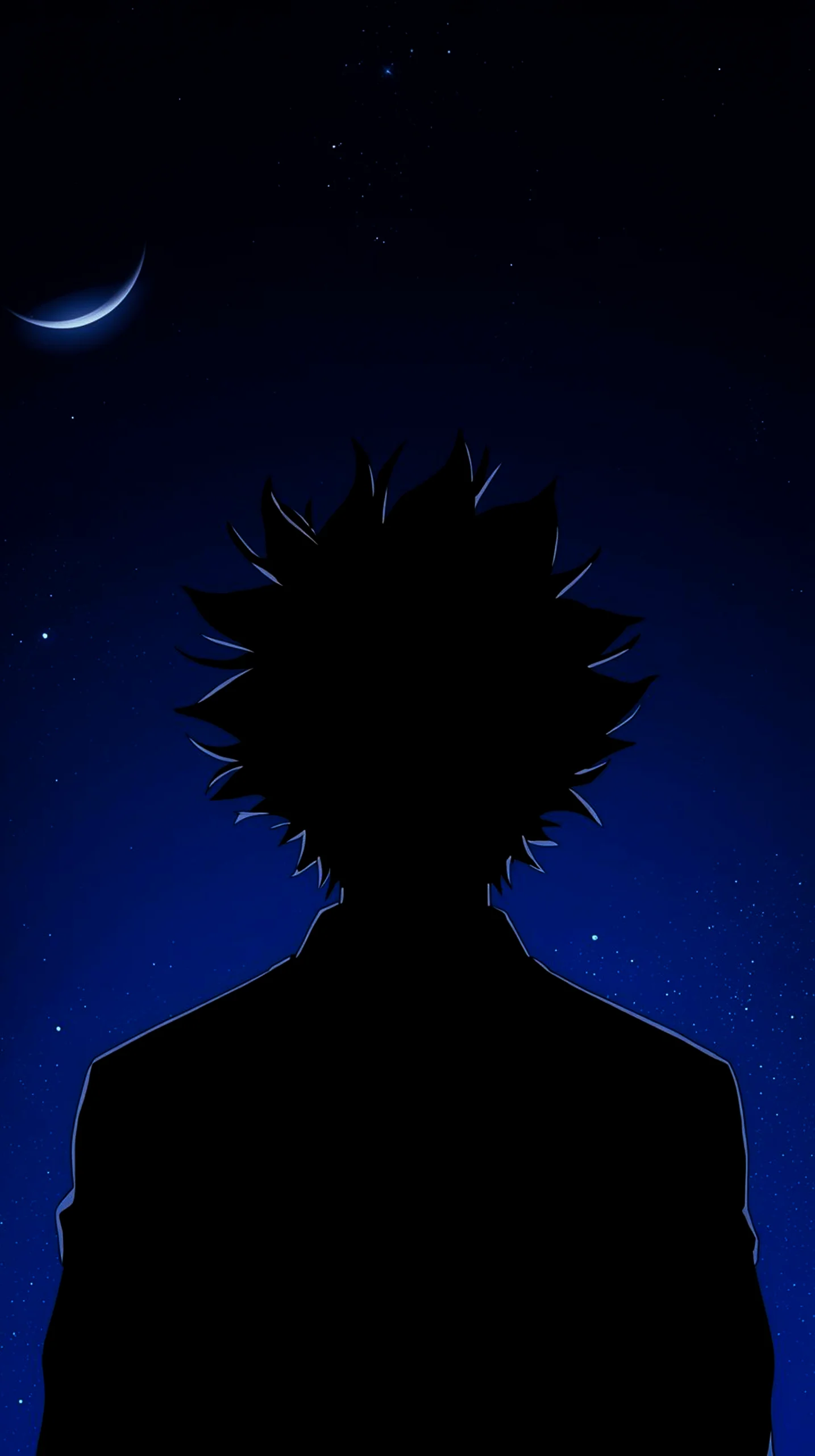 Aesthetic anime phone wallpaper silhouette under moon, high quality mobile wallpaper for iphone and android devices