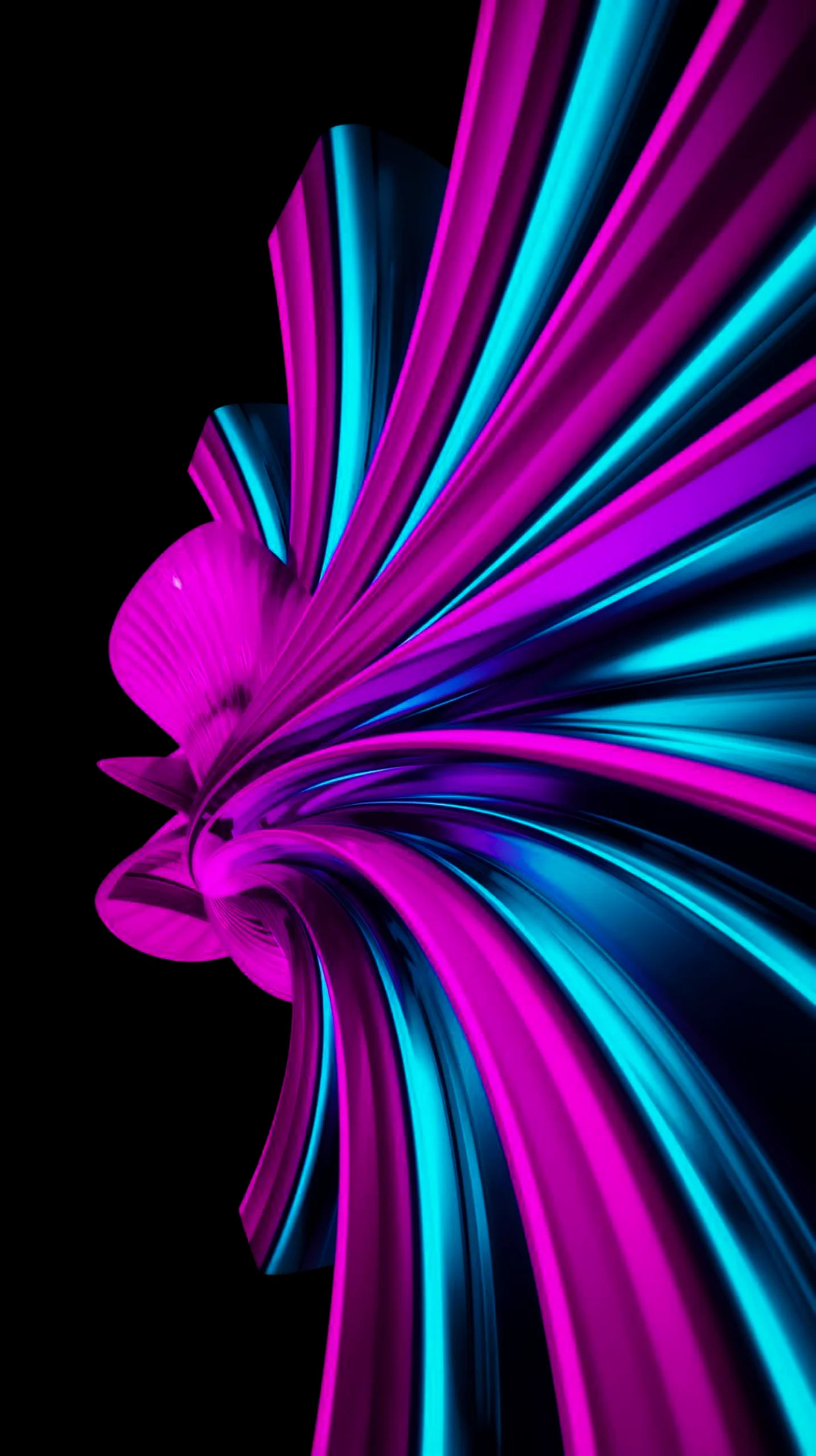 Dark AMOLED 4K Mobile Wallpaper: Vibrant Neon Flowing Lines