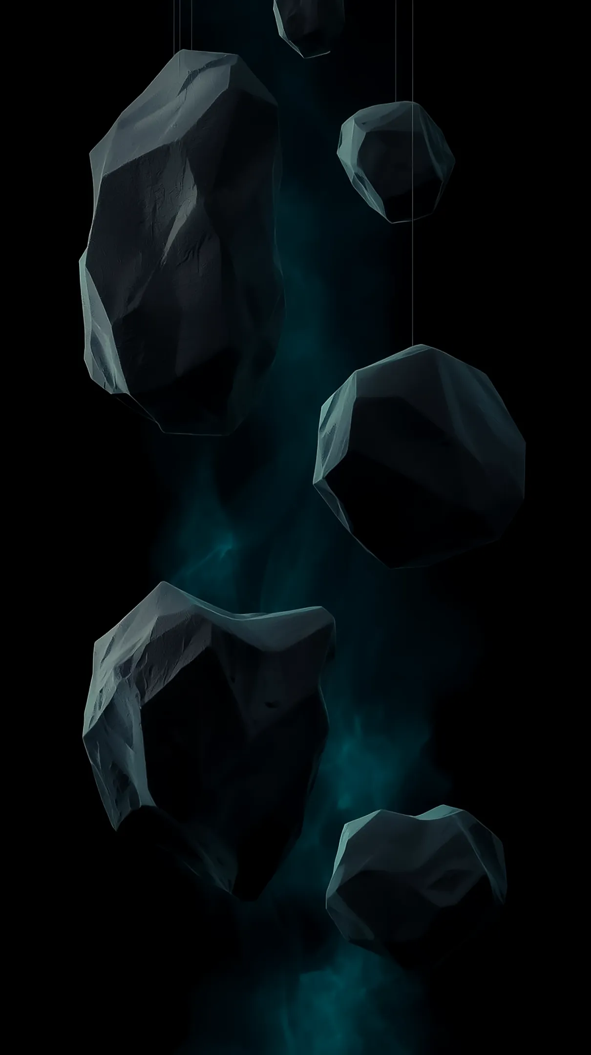 Dark asteroids floating in a nebula. Amoled wallpaper 4k for mobile, iphone wallpaper 4k, 4k wallpaper for mobile,