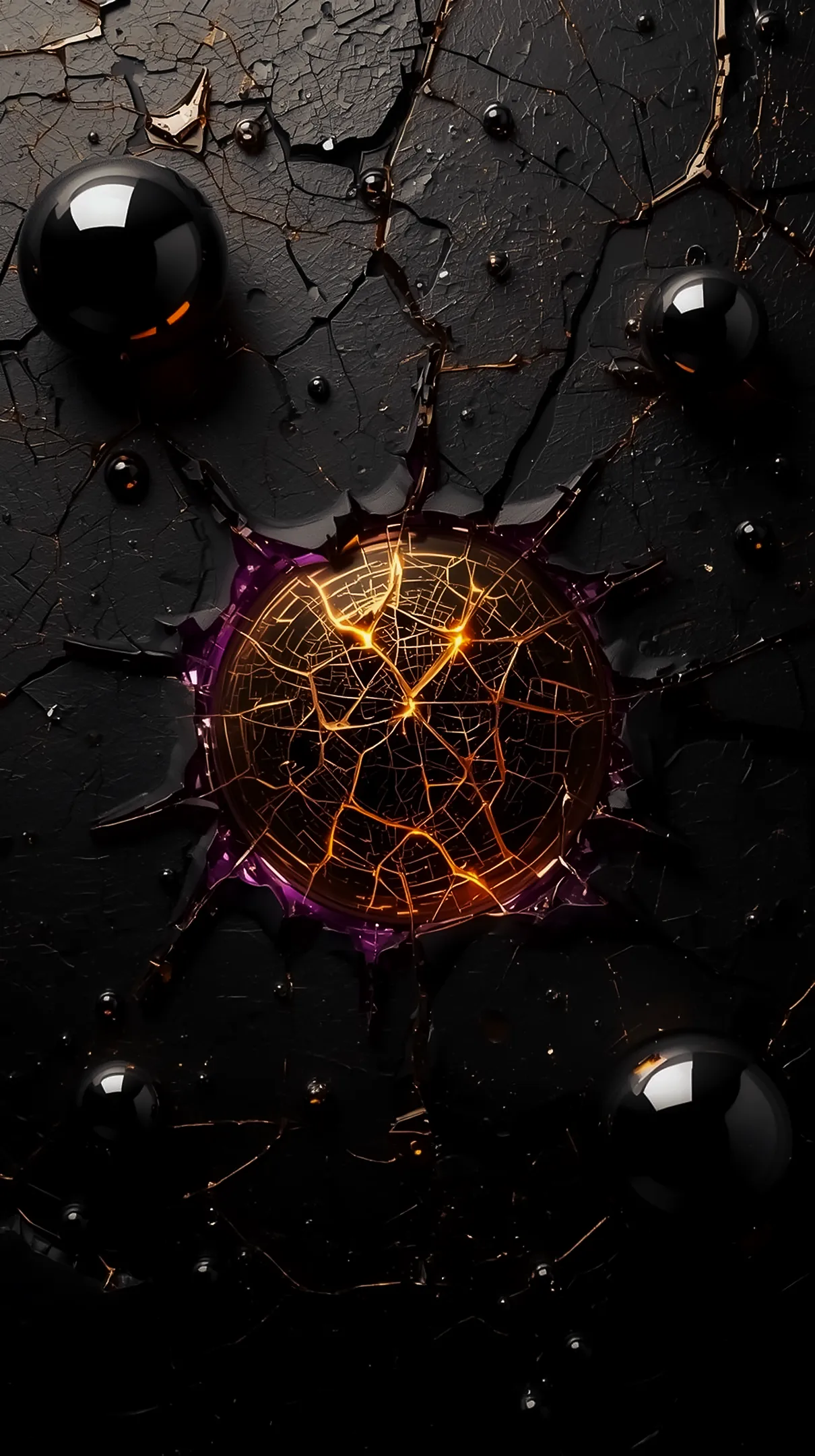 Stunning Cracked Sphere AMOLED Wallpaper 4K for Mobile - Dark Abstract Background