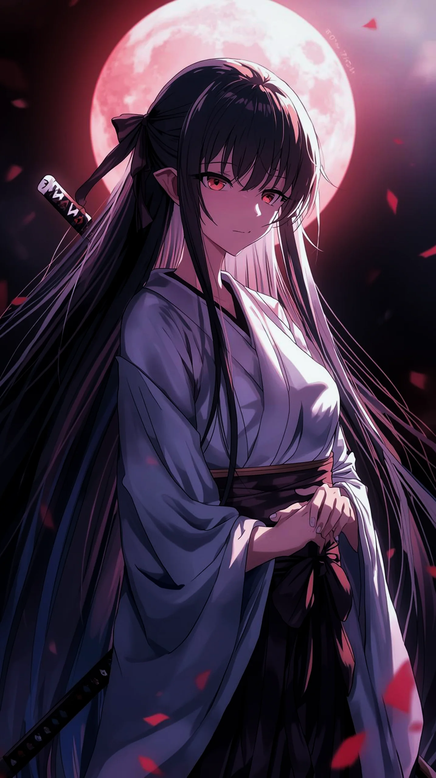 dark anime samurai girl wallpaper for iPhone 4K resolution