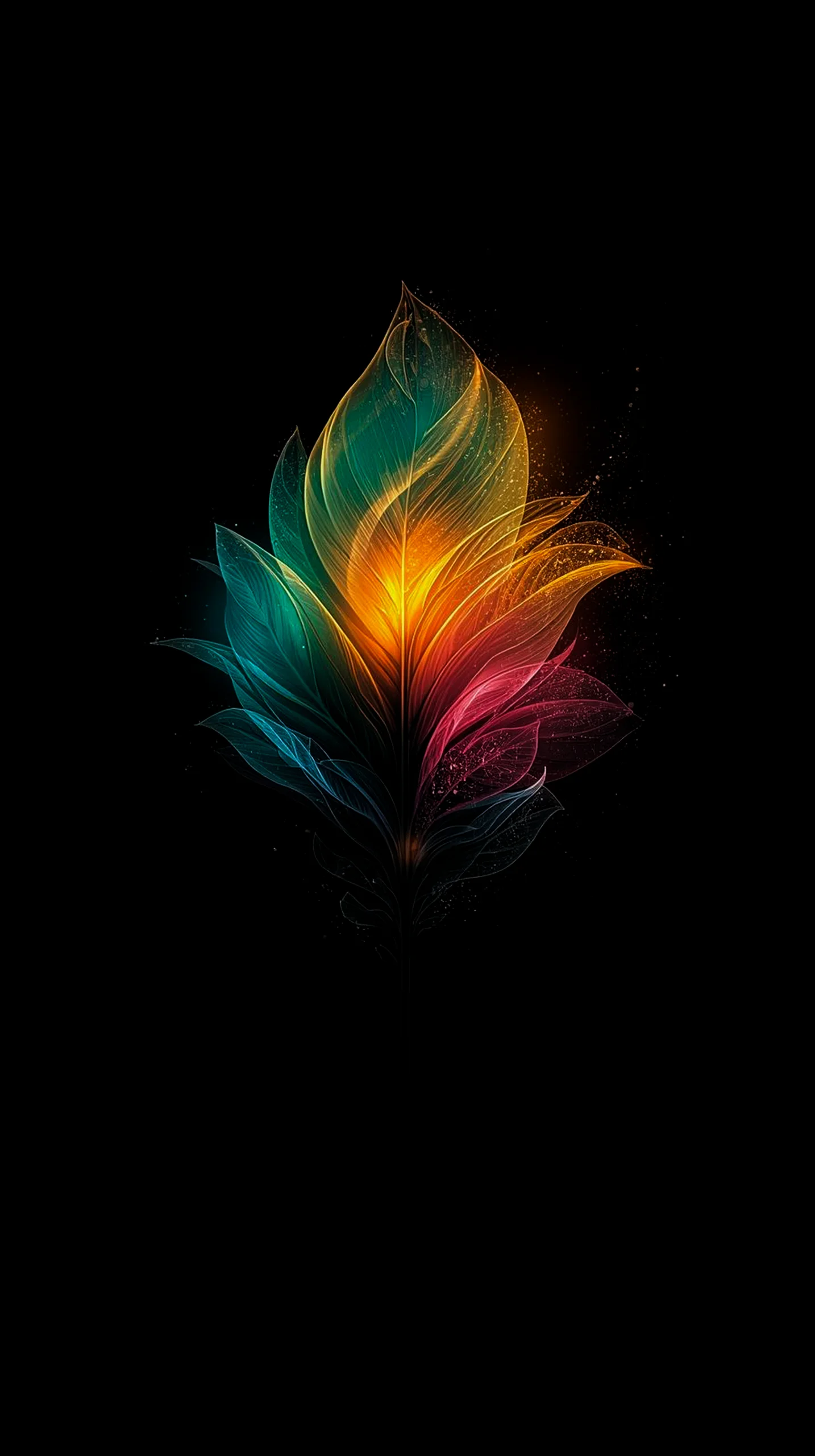 Abstract colorful feather AMOLED wallpaper 4K for mobile, iPhone wallpaper 4K, 4K wallpaper for mobile, wallpaper for