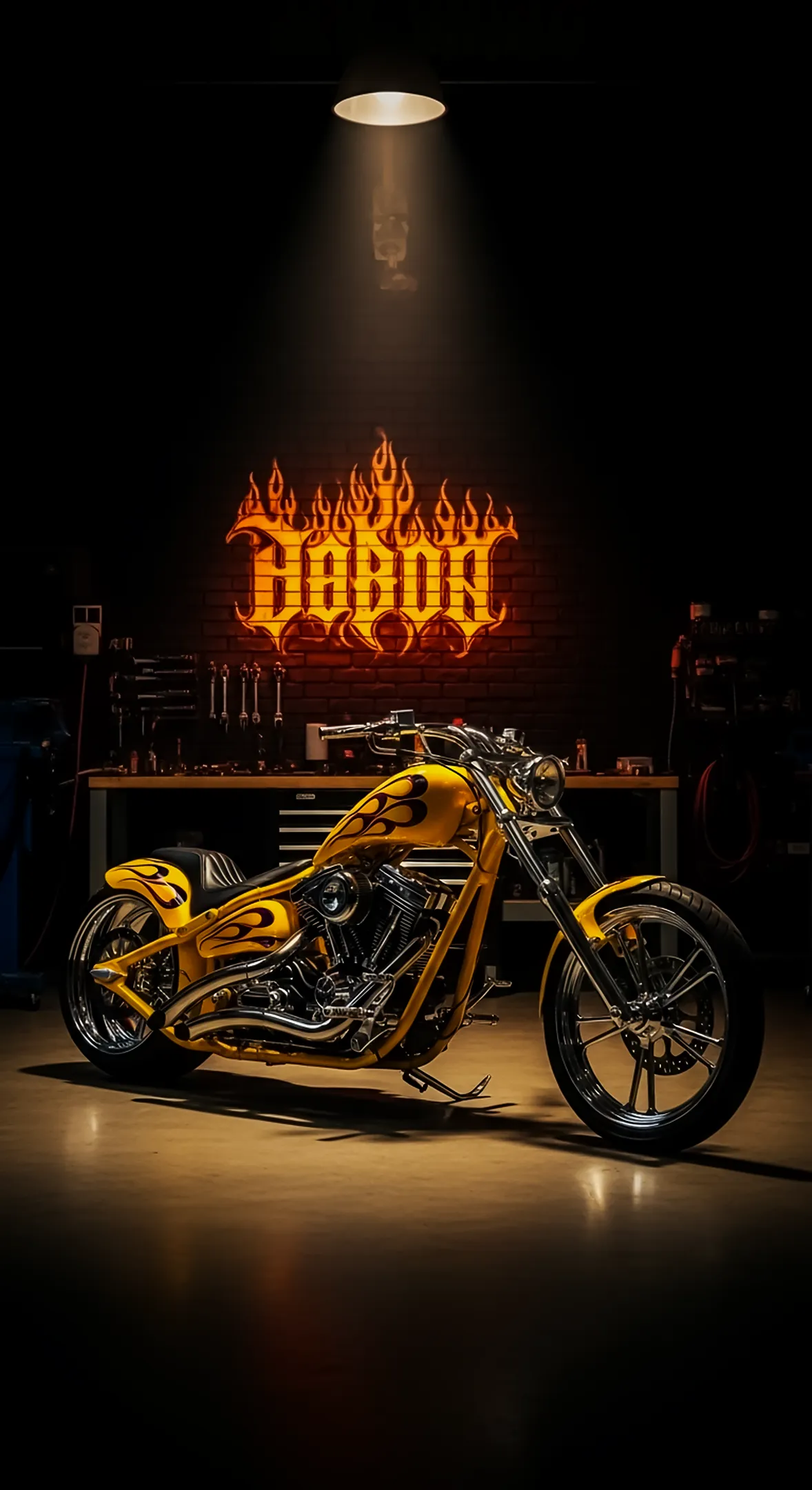 Yellow chopper bike phone wallpaper, iphone wallpaper 4k, 4k wallpaper for mobile, 4k wallpaper for iphone, 4k