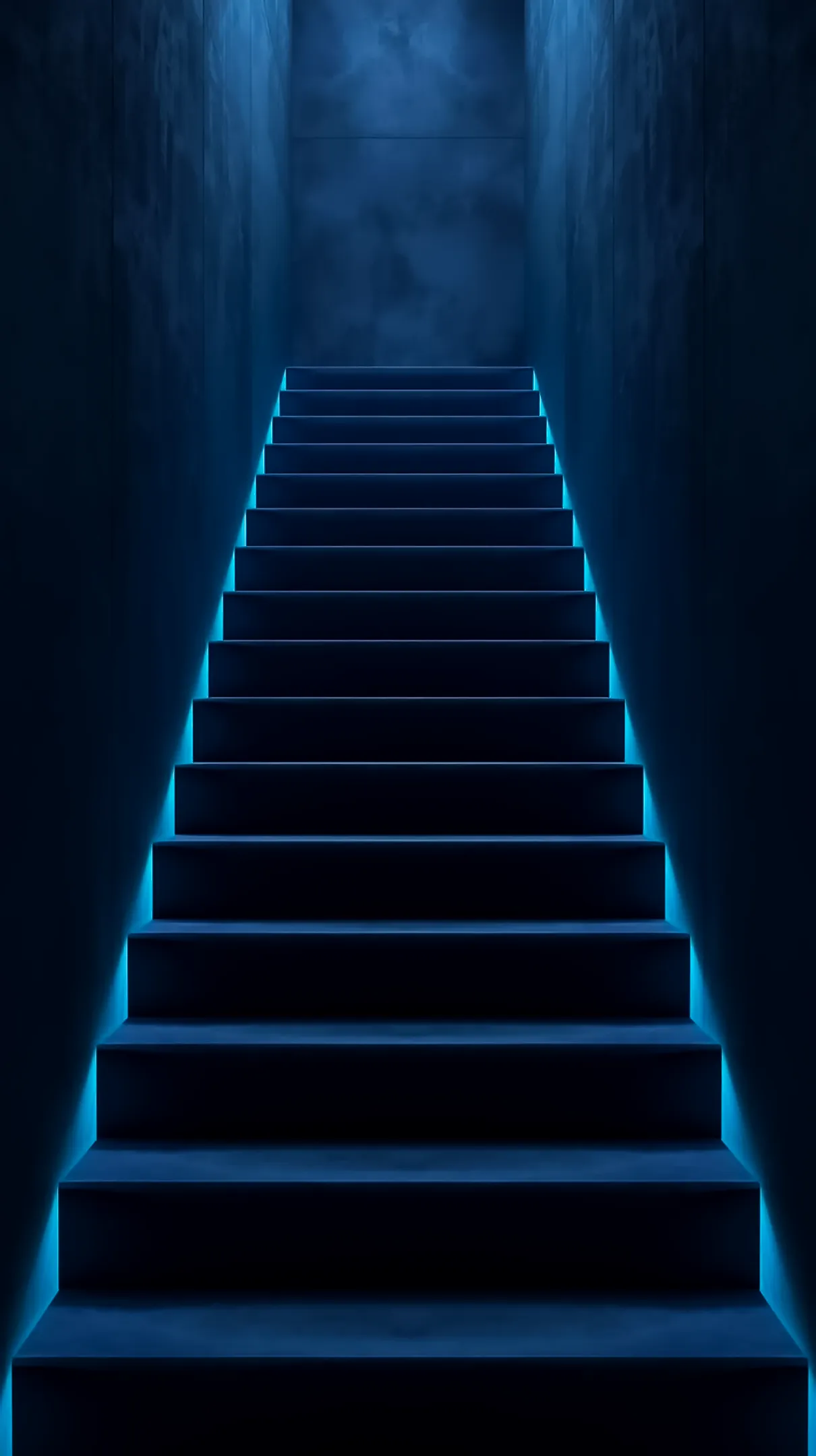 Amoled wallpaper 4k for mobile, iphone wallpaper 4k, 4k wallpaper for phone, dark blue neon staircase, 4k backgrounds.