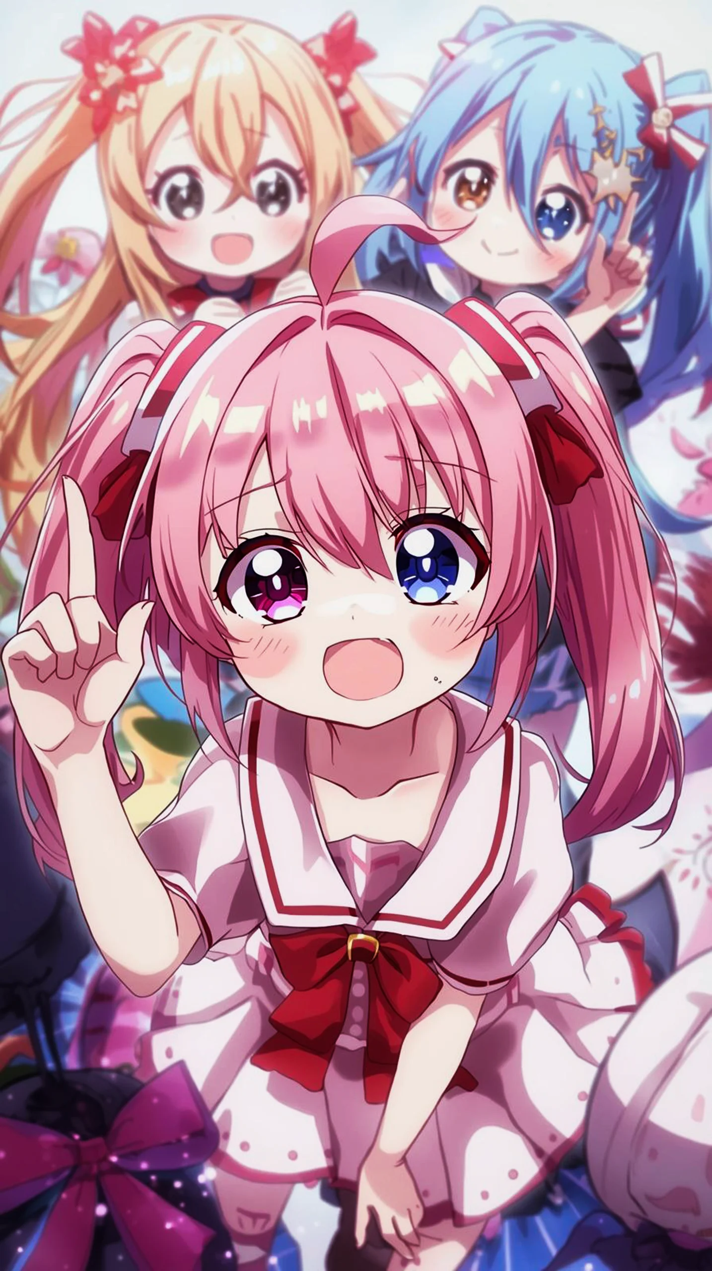cute chibi anime girls wallpaper for iPhone Android 4K