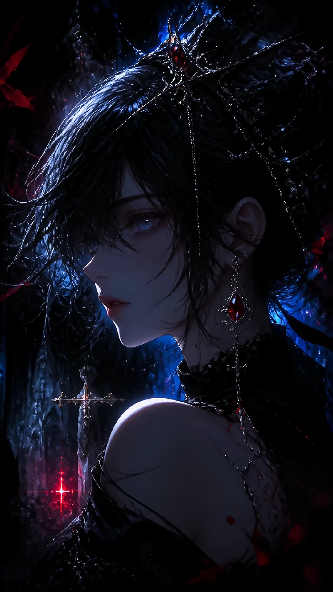 Wallpaper dark anime — elegant crown princess