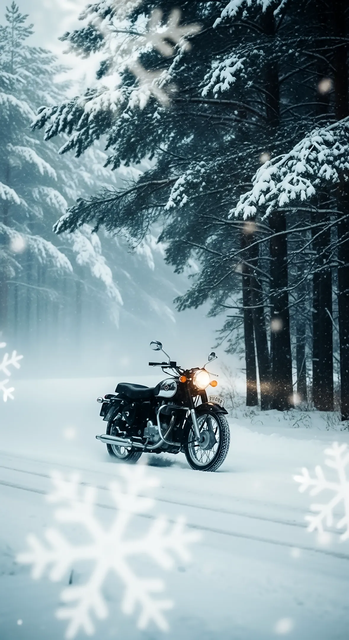 Winter bike iphone wallpaper 4k, 4k wallpaper for mobile, 4k backgrounds iphone, wallpaper for phone cute snow scene.