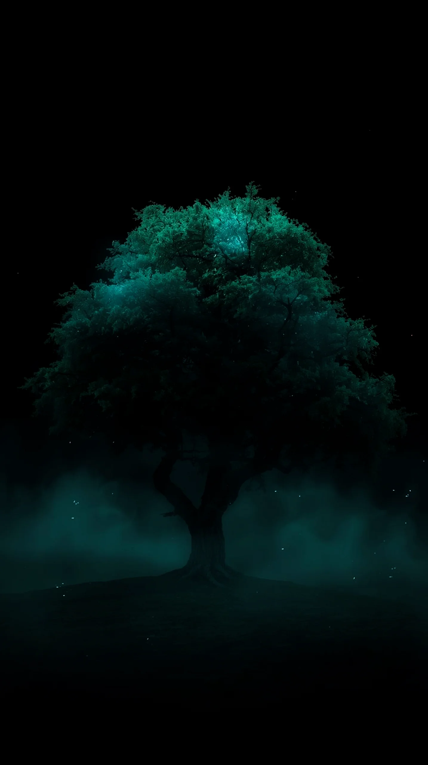 Dark enchanted tree amoled wallpaper 4k for mobile, iphone wallpaper 4k, 4k wallpaper for phone, cute 4k backgrounds.