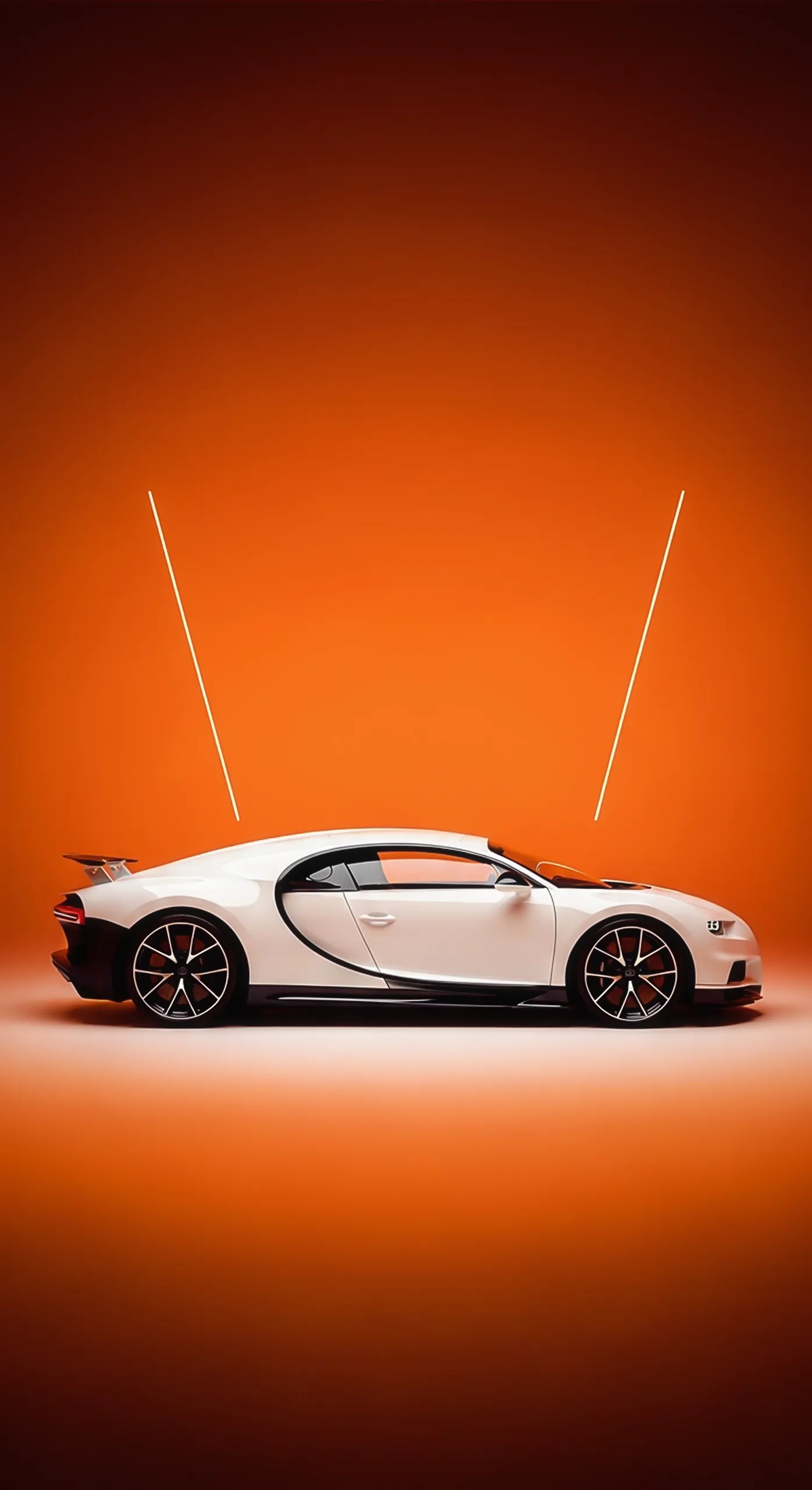 White Bugatti car iphone wallpaper, car wallpaper 4k for mobile, car wallpaper4k for mobile on orange background.