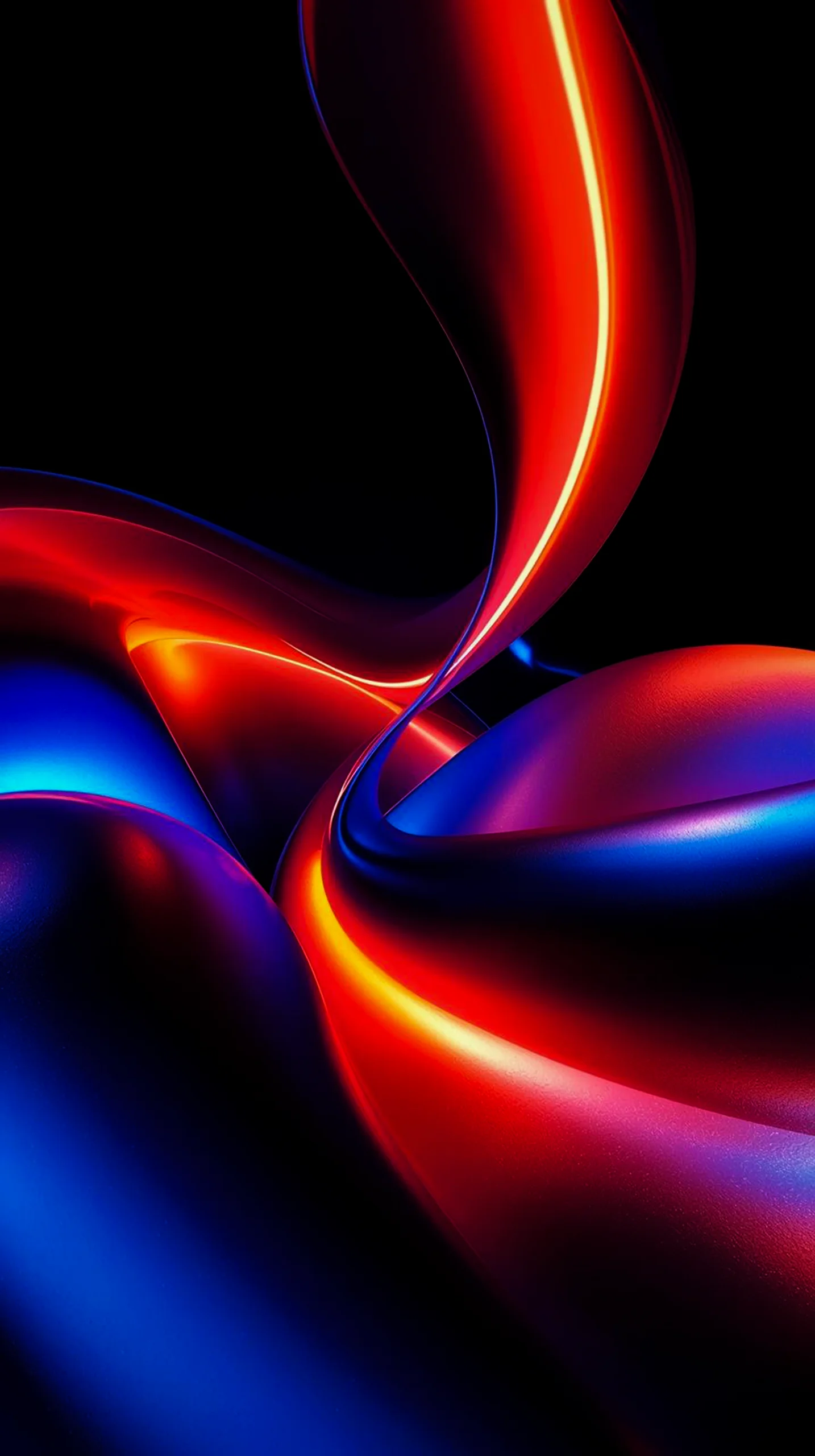 Dark AMOLED 4K Mobile Wallpaper: Vibrant Neon Waves Flowing