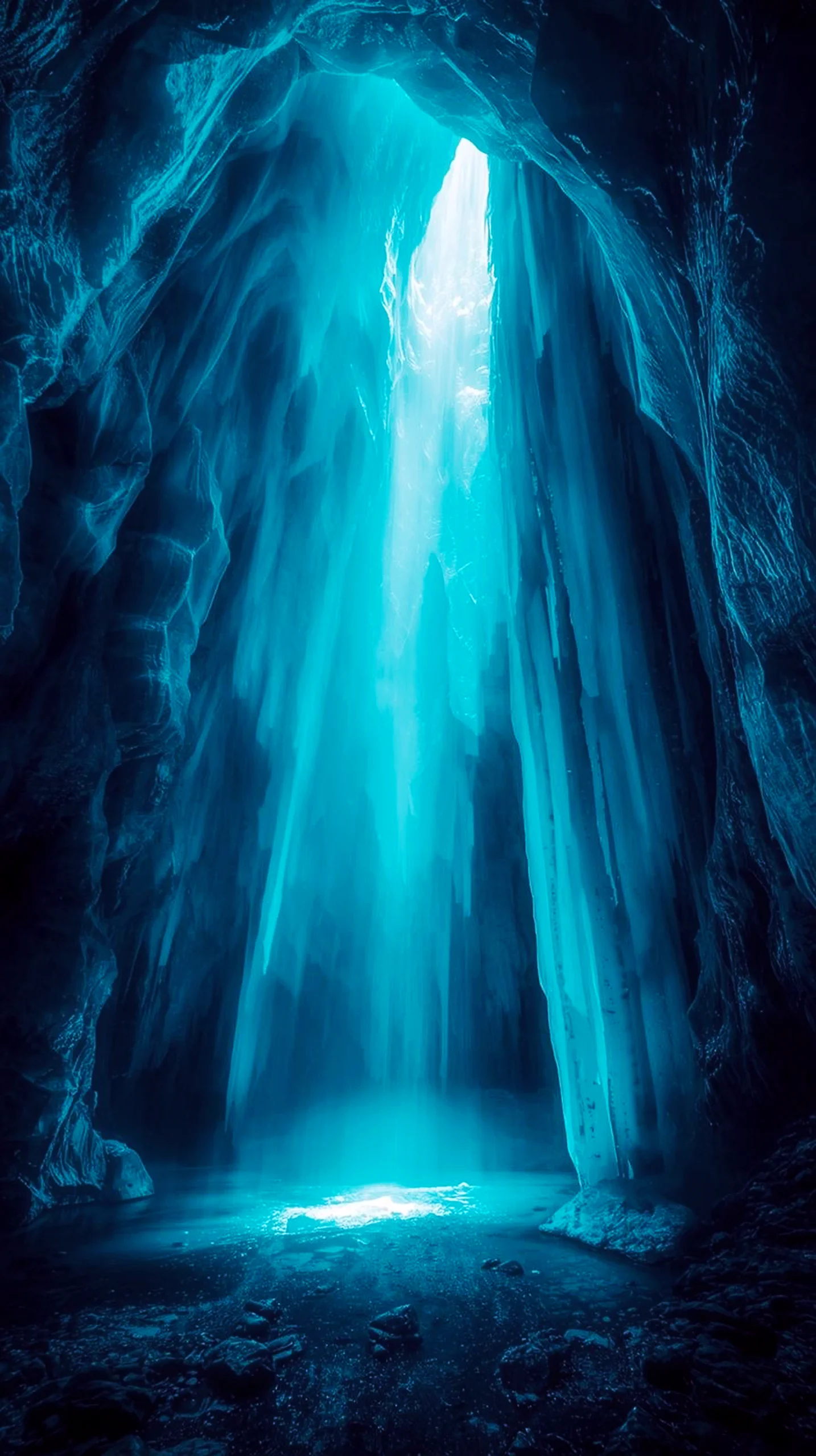 Ice cave with light beams, iphone wallpaper 4k, 4k wallpaper for mobile, phone, cute 4k wallpaper for iphone, 4k