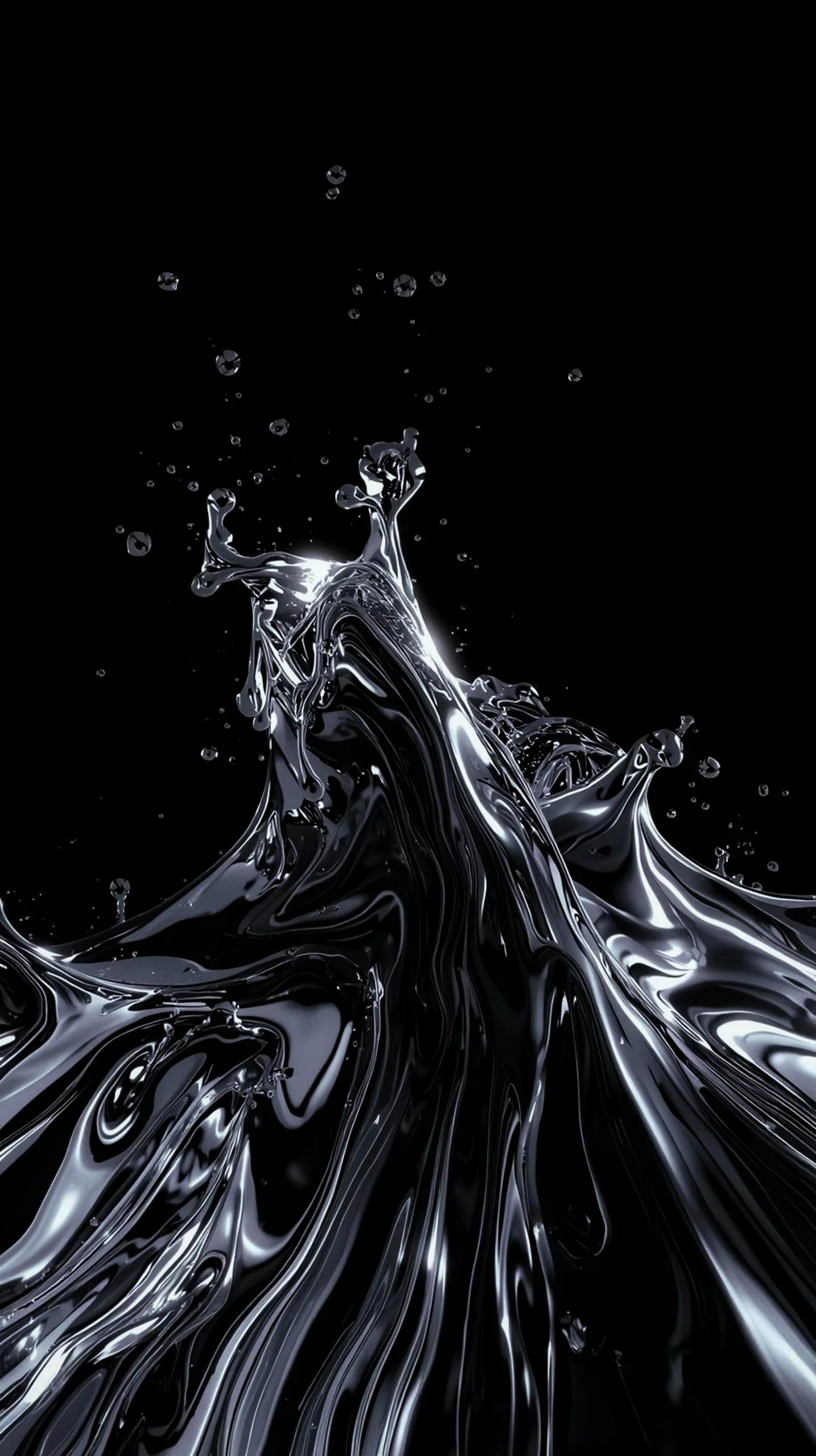 Liquid metal splash AMOLED wallpaper 4k for mobile, iphone wallpaper 4k, 4k wallpaper for phone, 4k backgrounds.