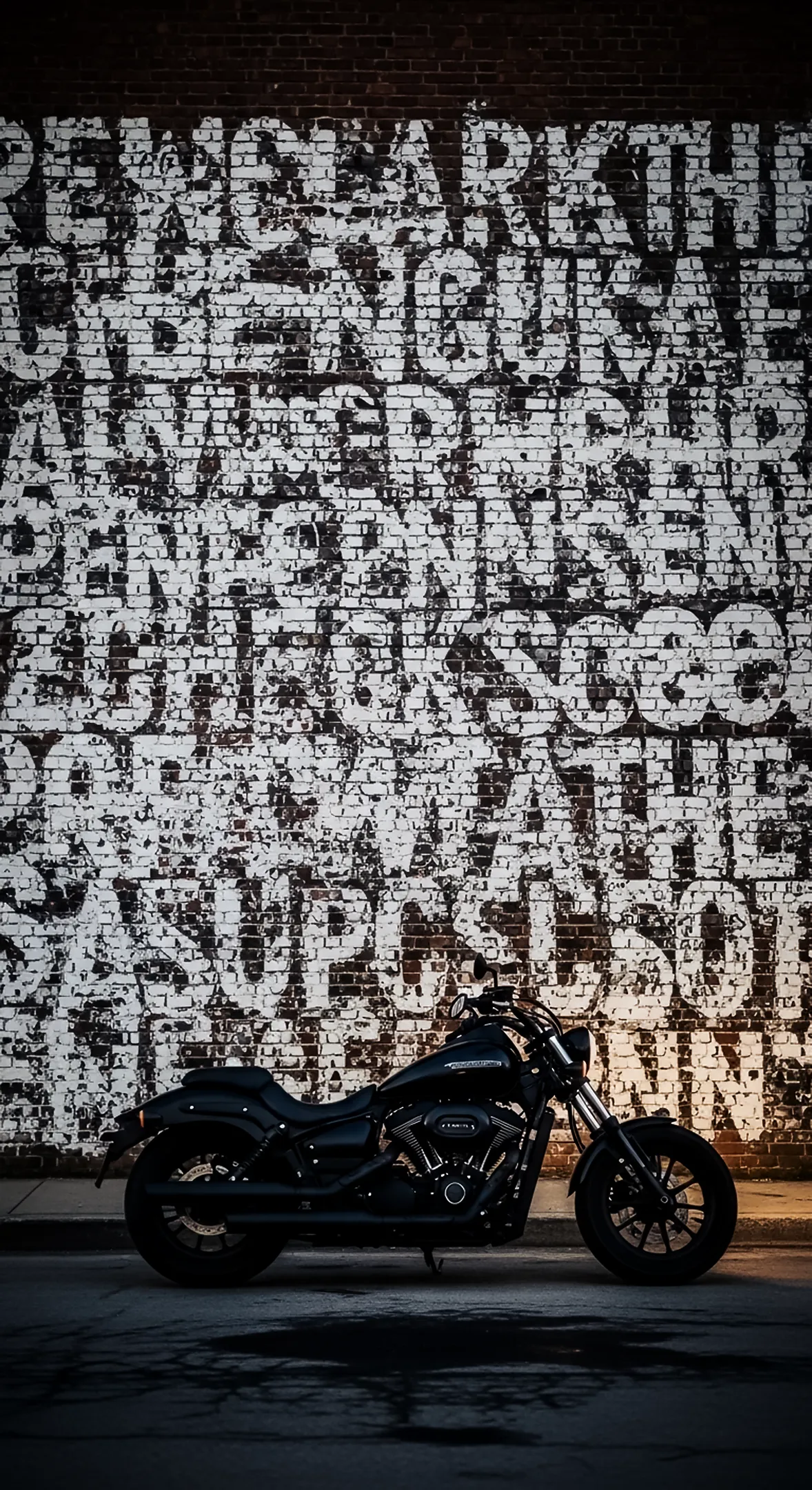 Black cruiser motorcycle in front of graffiti wall iphone wallpaper 4k and 4k wallpaper for mobile