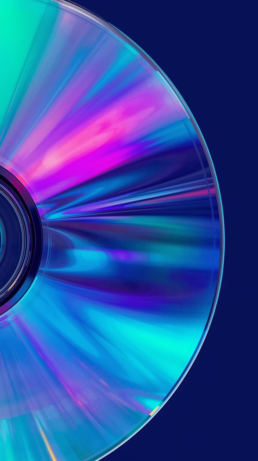 iphone wallpaper 4k Iridescent CD Disc Rainbow Holographic Reflections Neon Blue Pink Purple Glow Shiny Compact Disc Mac
