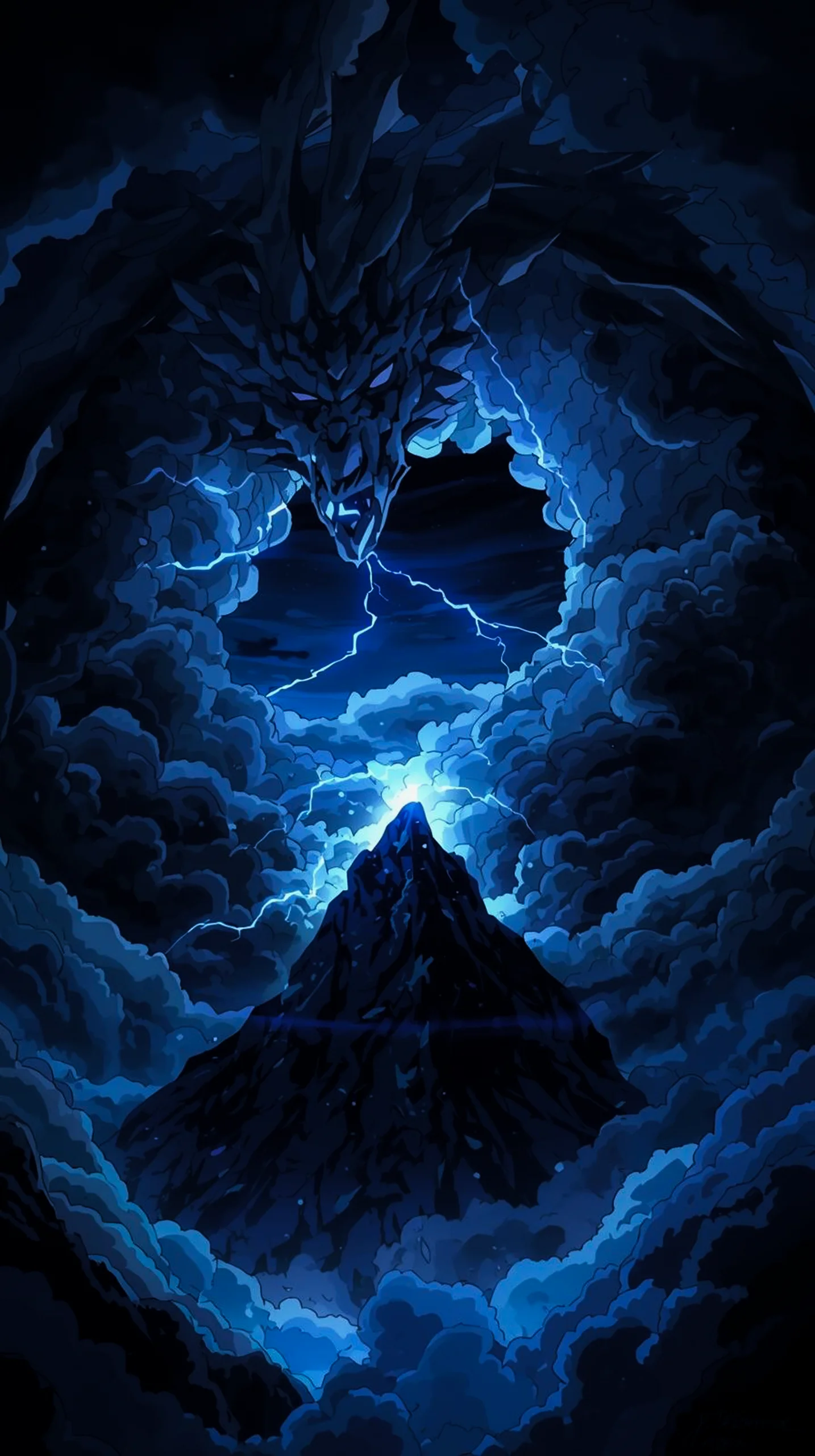 dark stormy dragon mountain wallpaper for phone in 4K resolution