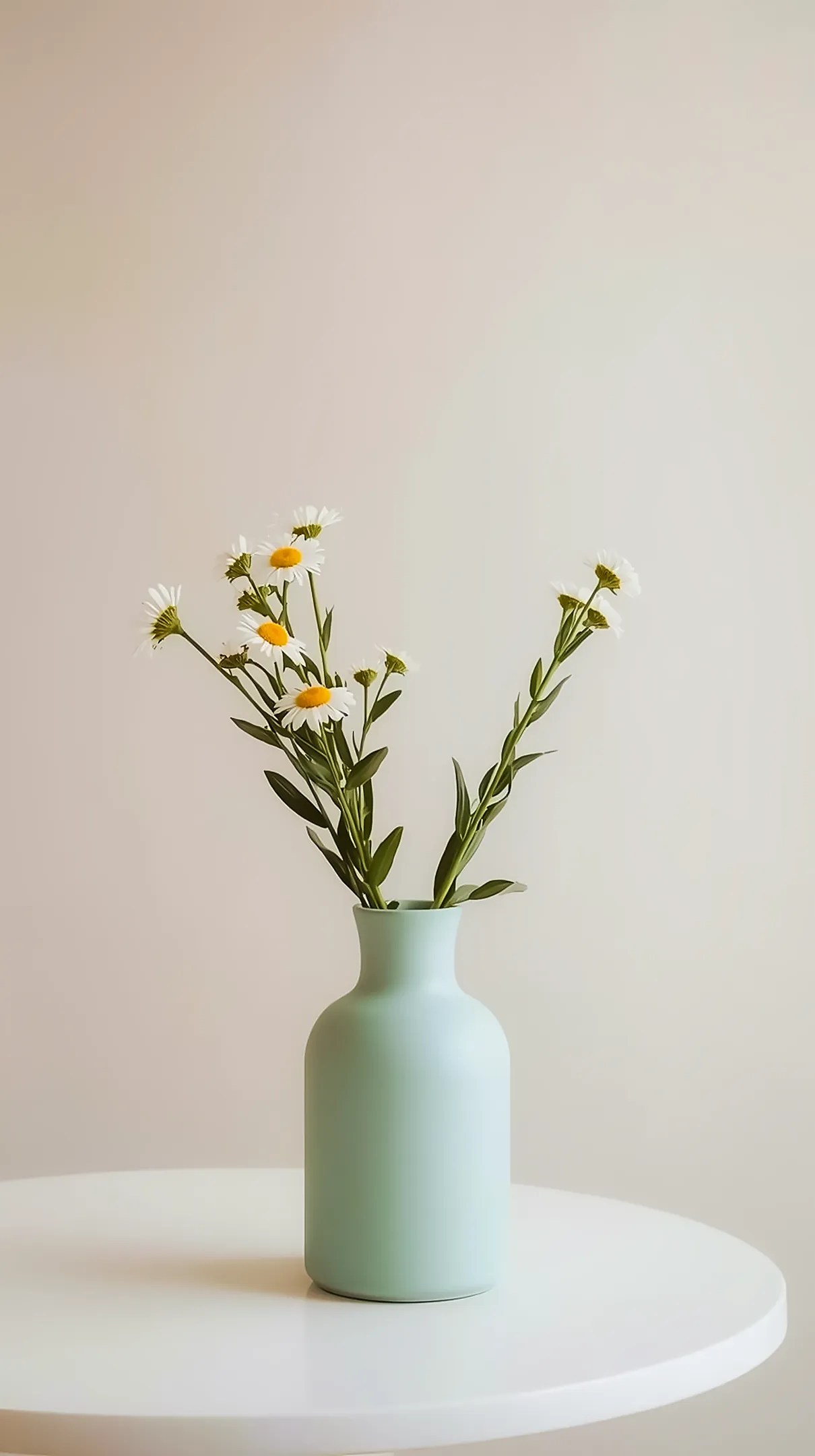 Minimalist Daisies in Mint Vase: Flower Background for iPhone, Flower Phone Background, and Flower Phone Wallpaper