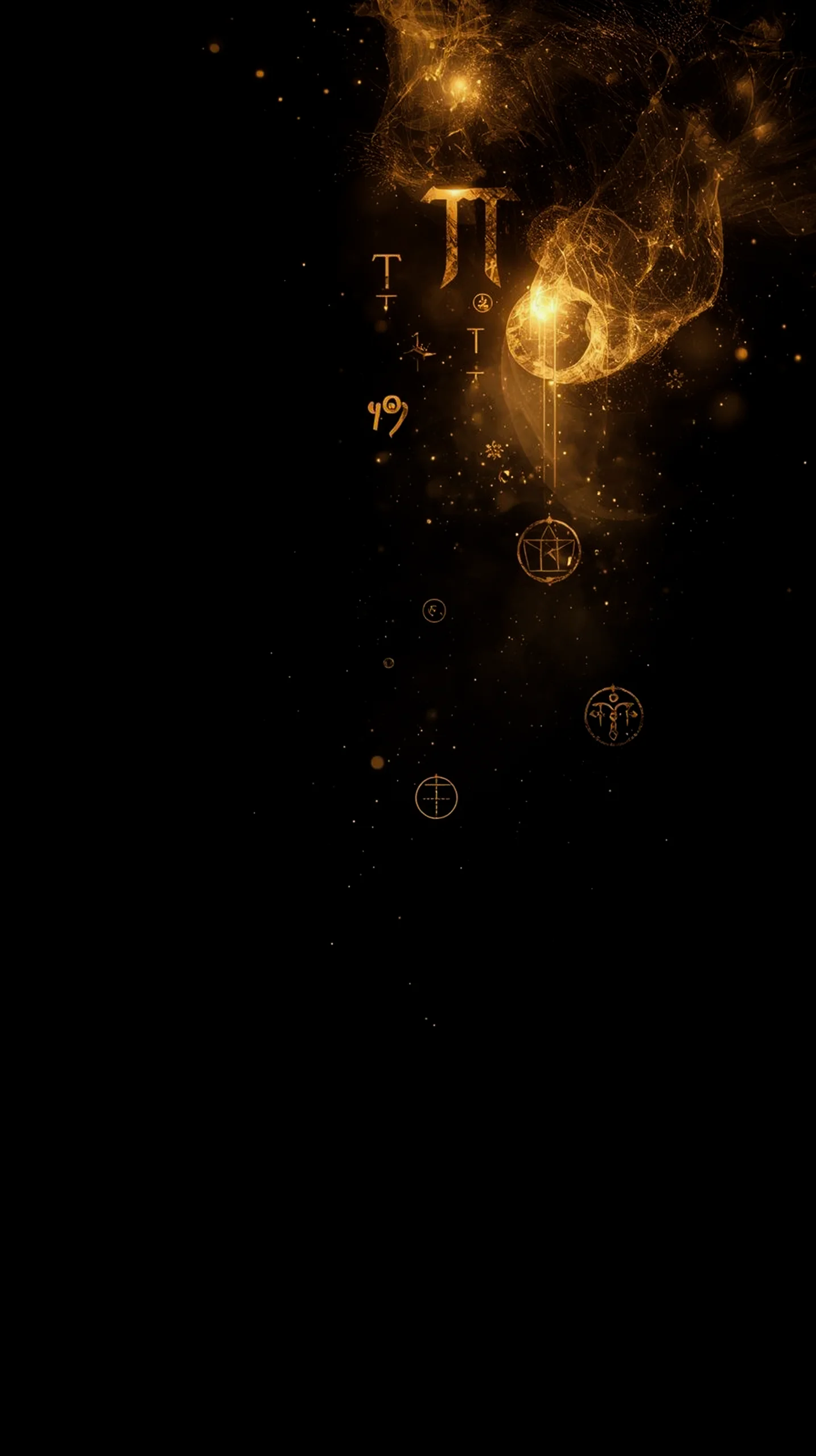 Mystical golden symbols AMOLED wallpaper 4K for mobile, iPhone wallpaper 4K, 4K wallpaper for mobile, wallpaper for