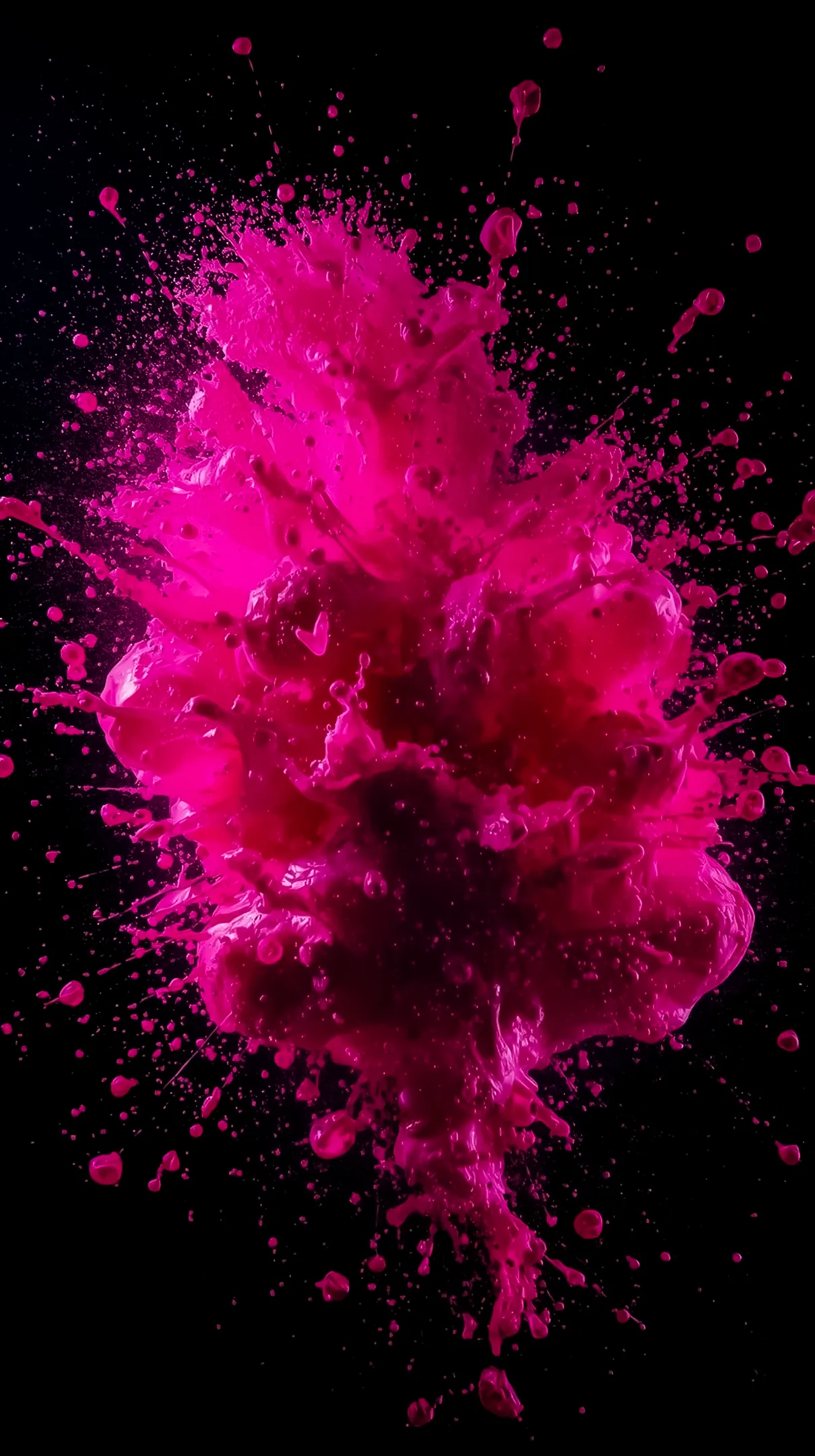 Pink paint splash amoled wallpaper 4k for mobile, iphone wallpaper 4k, 4k wallpaper for phone, cute 4k backgrounds.