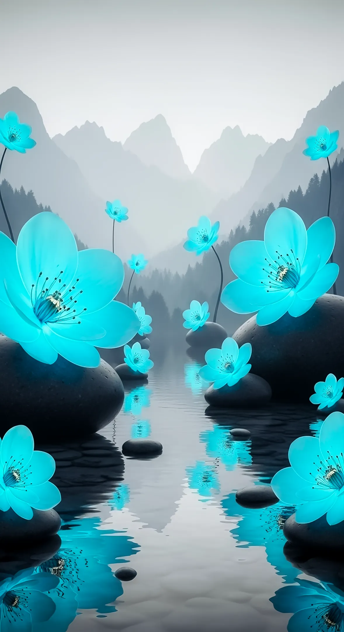 Vibrant blue flower background for iphone, artistic flower phone background, and serene flower phone wallpaper.