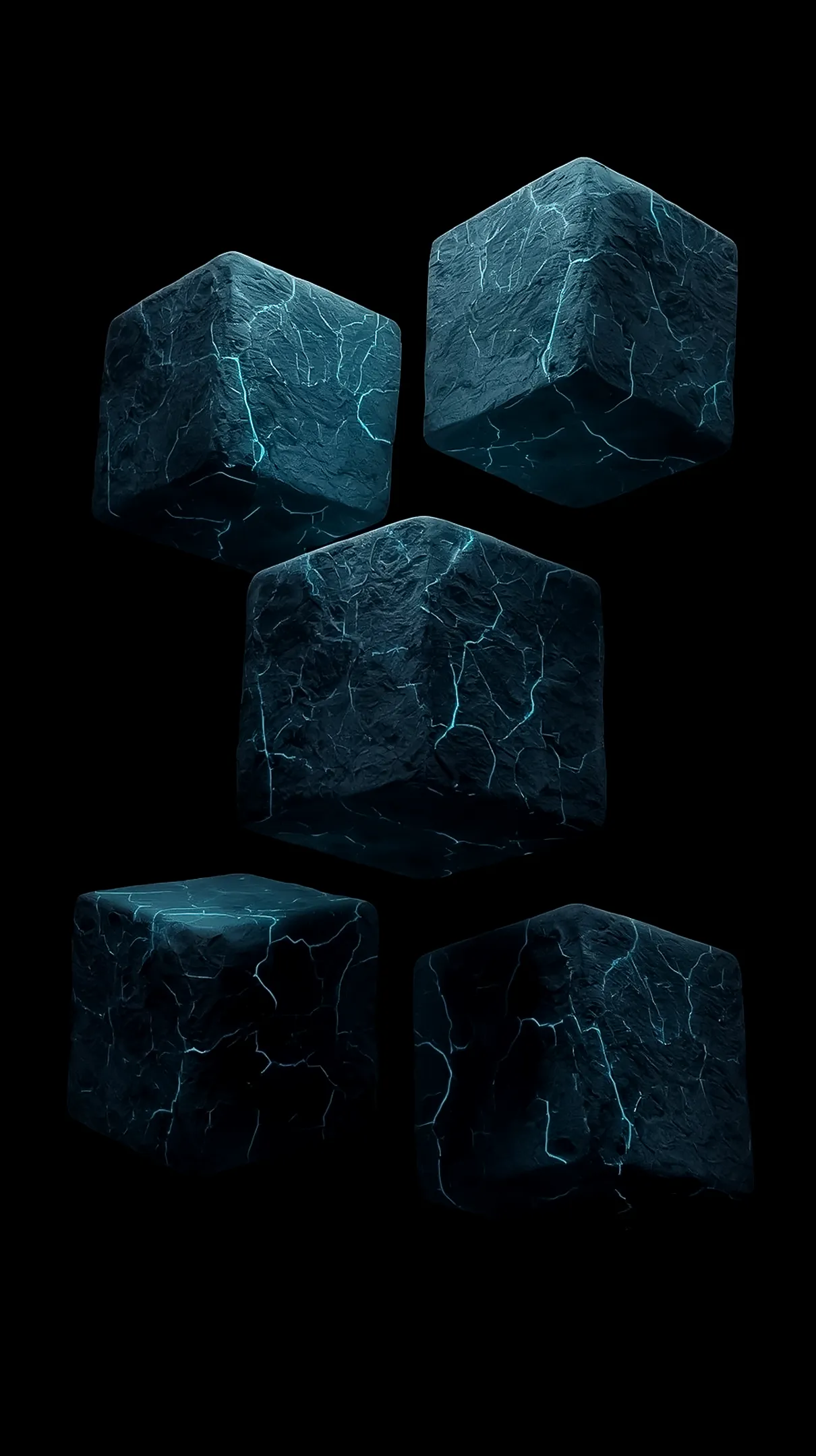 Dark cracked cubes AMOLED wallpaper 4K for mobile, iPhone wallpaper 4K, 4K wallpaper for mobile, wallpaper for phone,