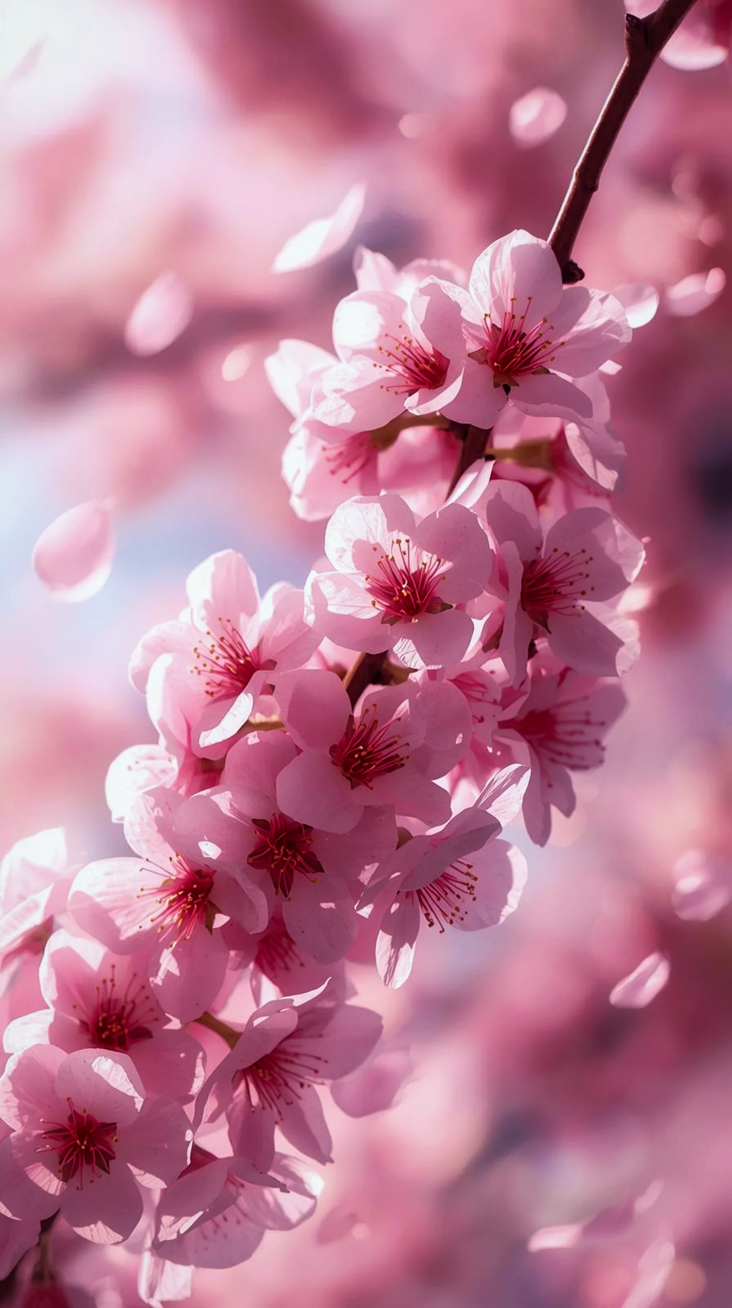 delicate pink cherry blossom flower wallpaper for phone 4K