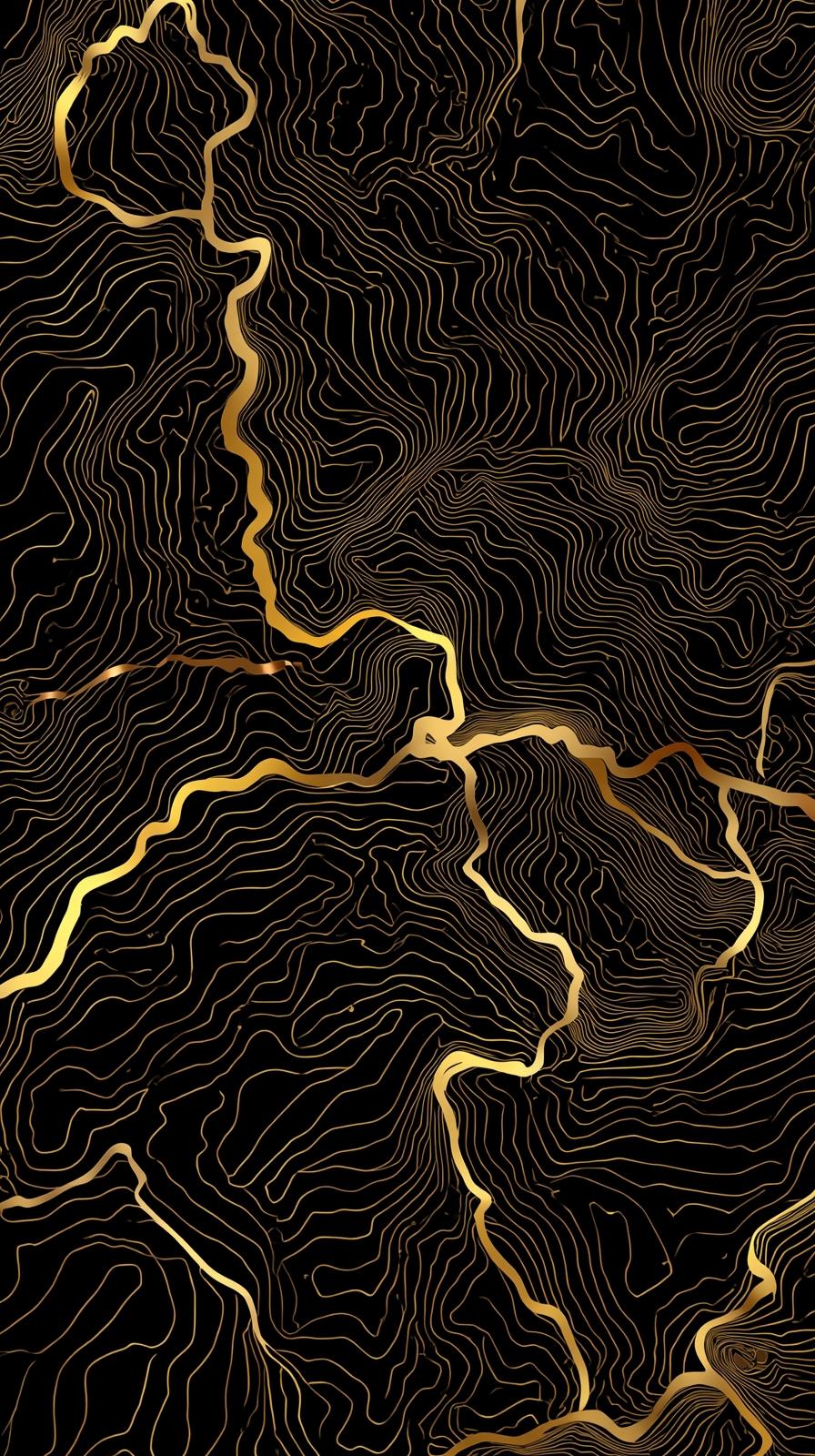 4k wallpaper for mobile Opulent Gold Contour Map on Black Background Intricate Golden Topographic Lines Abstract Luxury Terrain Design