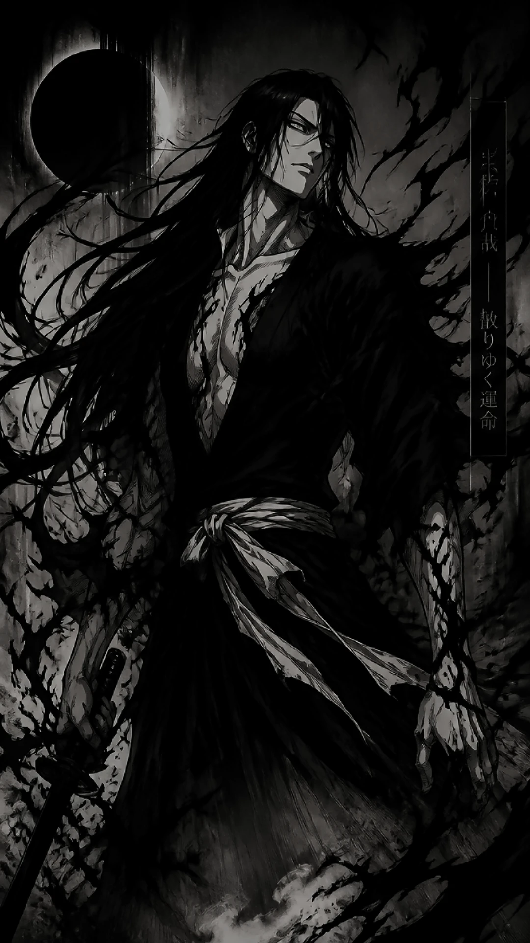 Wallpaper black anime — dark crescent warrior