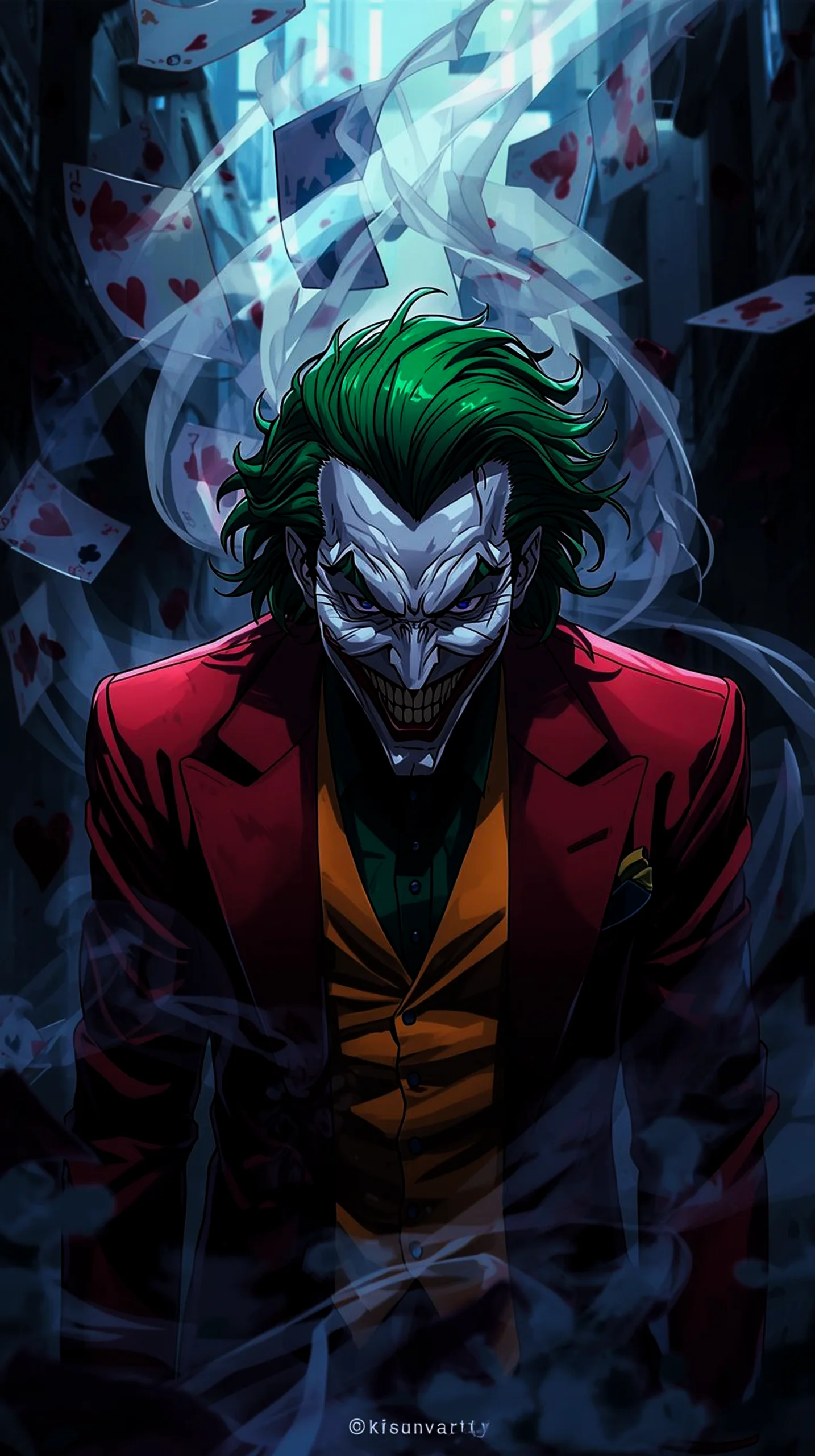 menacing joker character wallpaper for iPhone and Android 4K