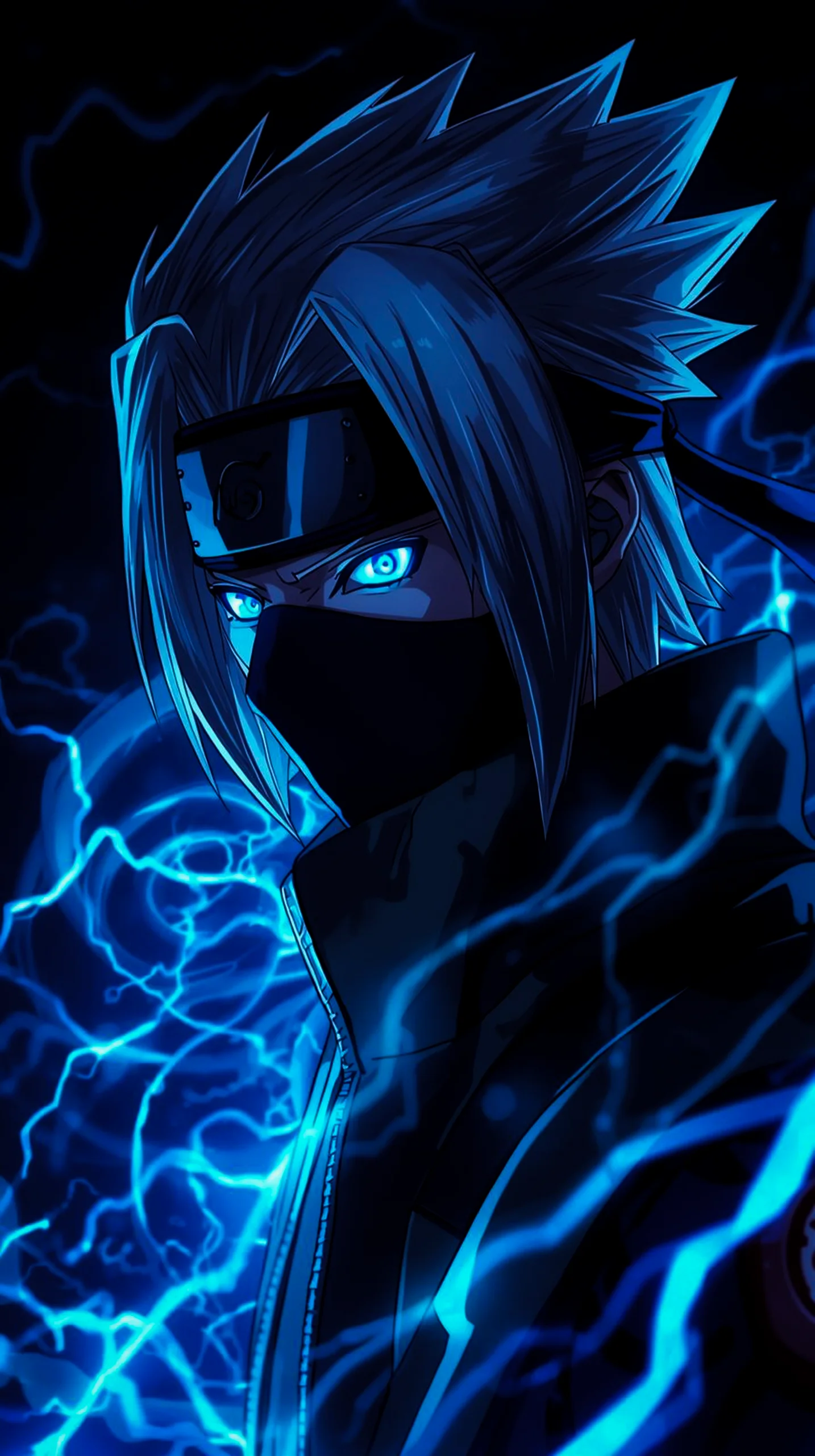 glowing blue eyes ninja anime wallpaper for iPhone 4K