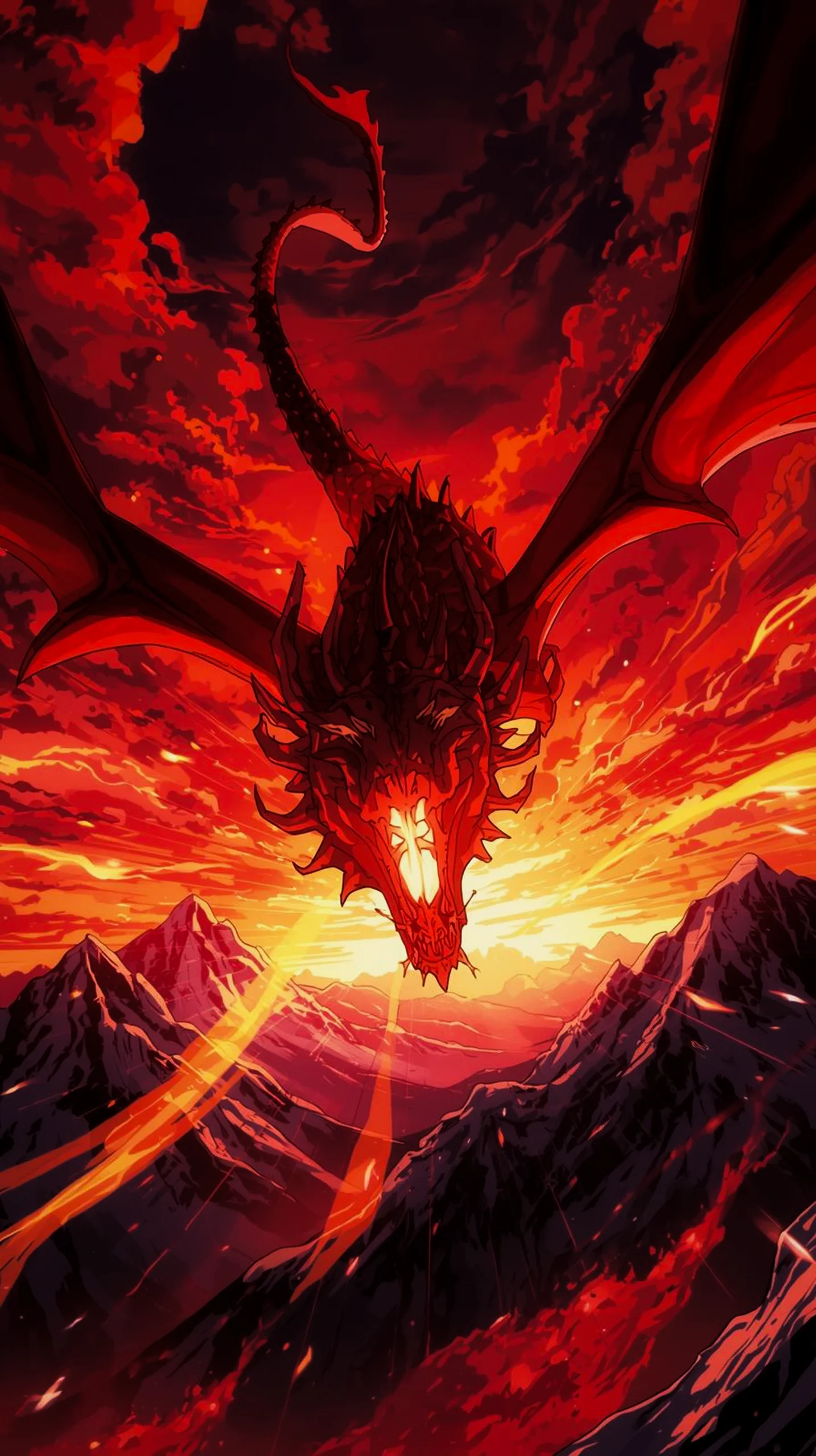 Epic red dragon anime phone wallpaper 4k for iphone background, cool wallpapers for phone, and high quality mobile